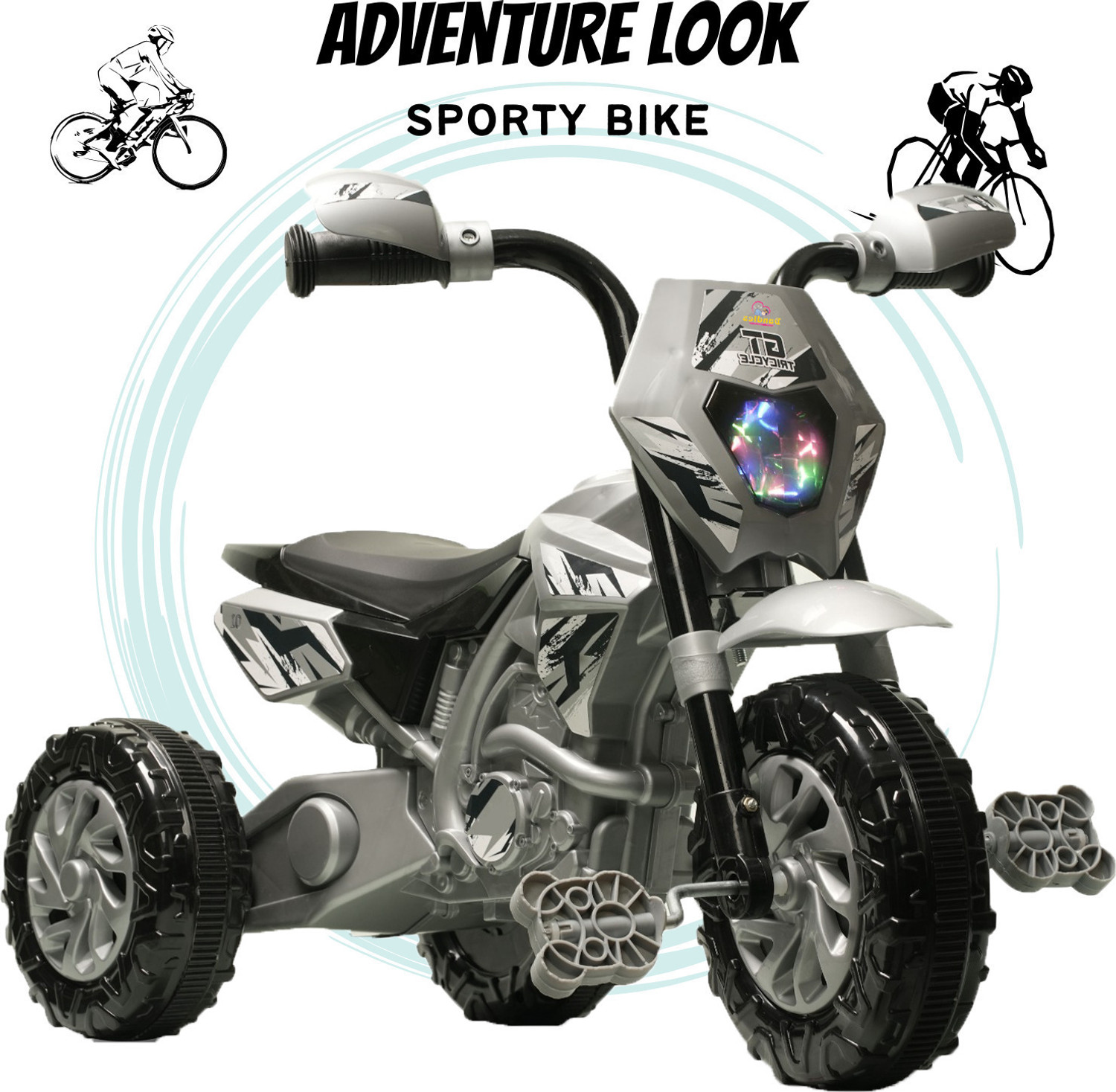 Image of DANDLES DANDLES GT Trike Sports Ride-on Bike Pedal for Kids with Musical Horn and Lights 2-5 Years Tricycle