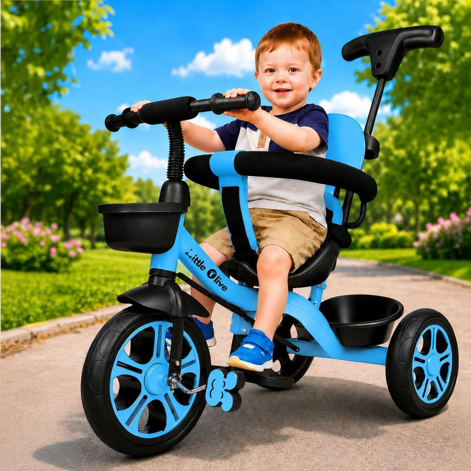 Little Olive Kiddie Kart Tricycle - Safe, Sturdy, And Stylish Ride-On Toy For Kids, Ages 2-5 Tricycle
