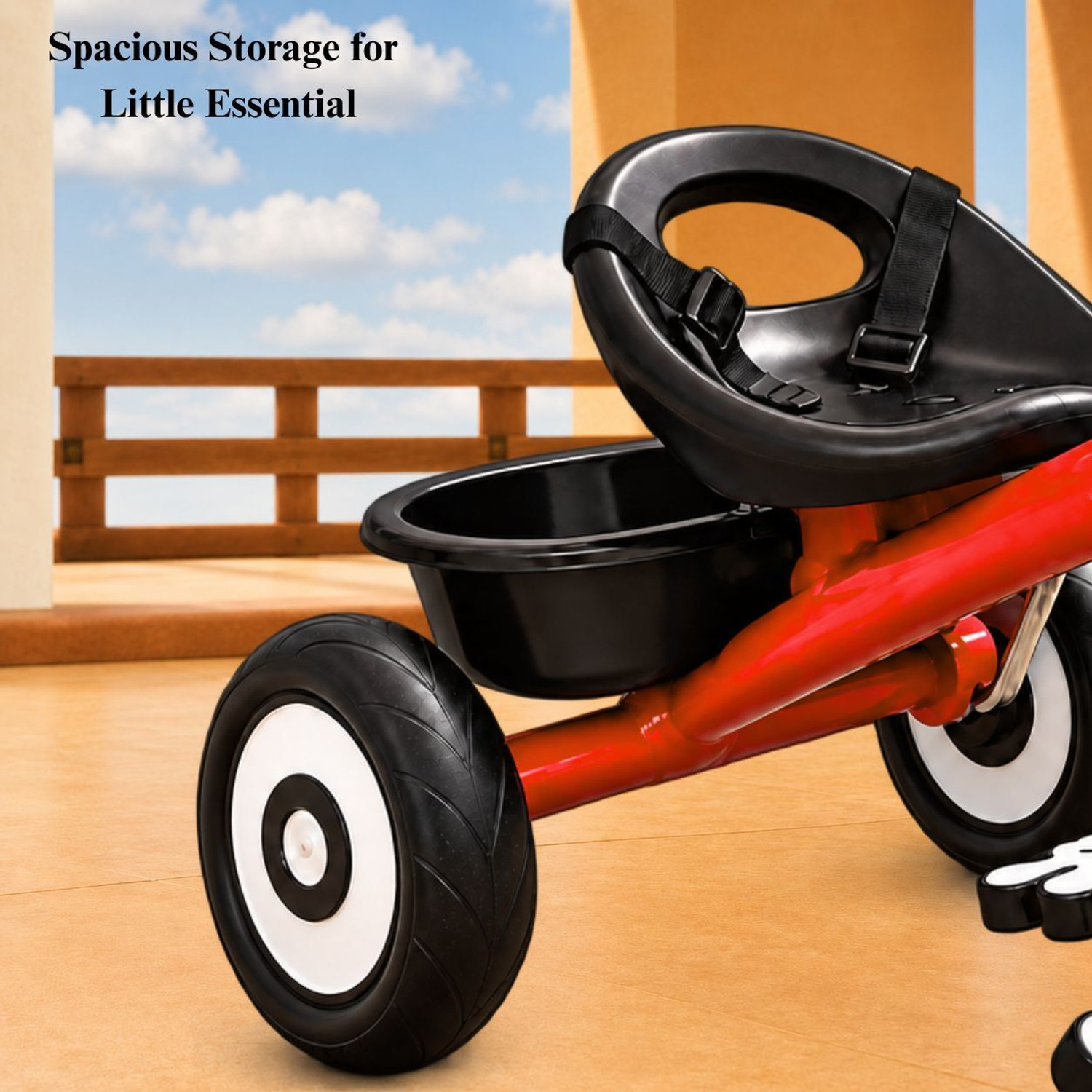 Image of Little Olive Kids Tricycle with Headlight, Stable Wheels, Rear Basket and Comfortable Seat Tricycle