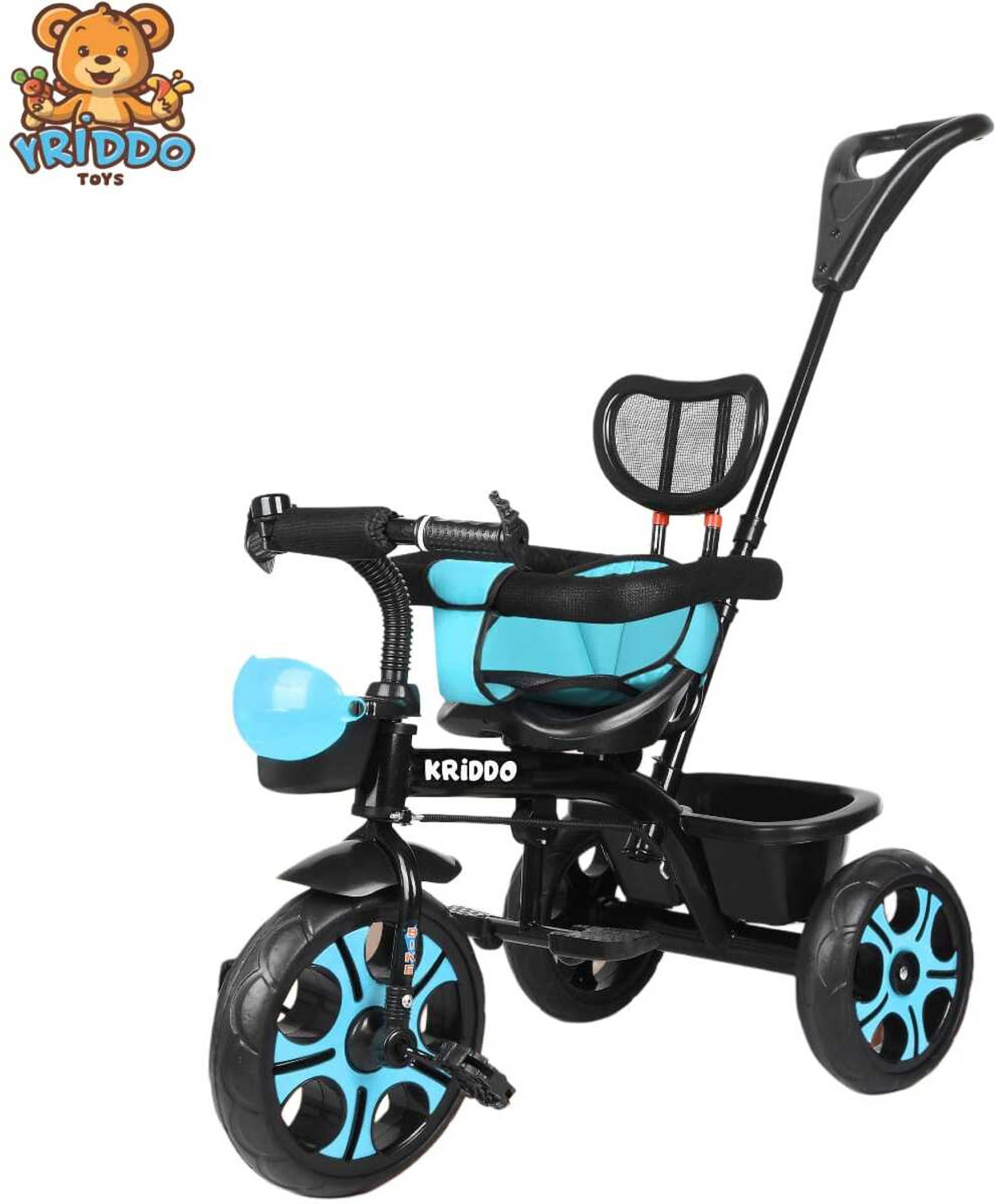 Image of KRIDDO Tricycle with Parental Handle | back rest and Dual Storage Basket kids EVA Wheels Kids /Baby Tricycle, Tricycles for Kids for 1 to 5 Years, Tricycle