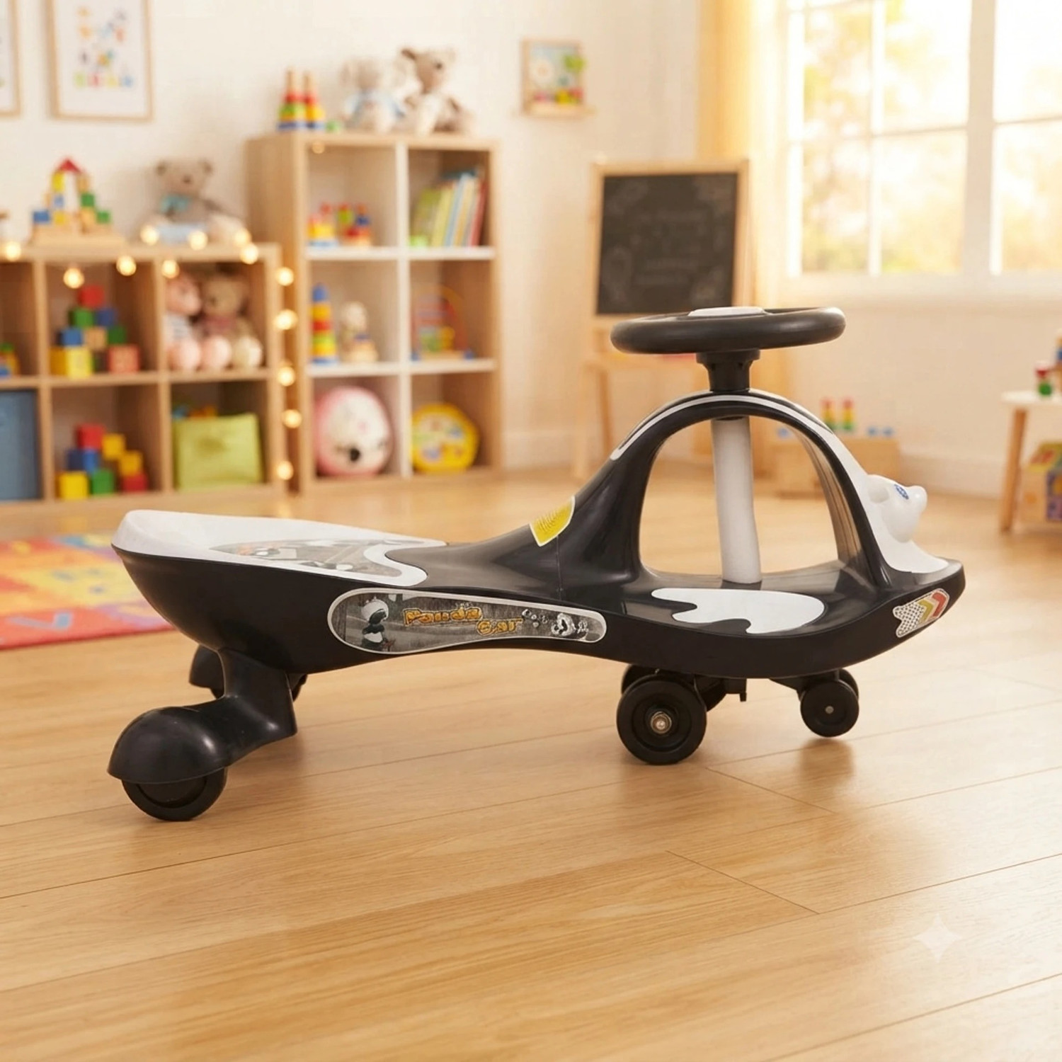 Image of TOYSHOPPEE Musical Panda Swing Magic Car for Kids Rideons & Wagons Non Battery Operated Ride On Tricycle Tricycle