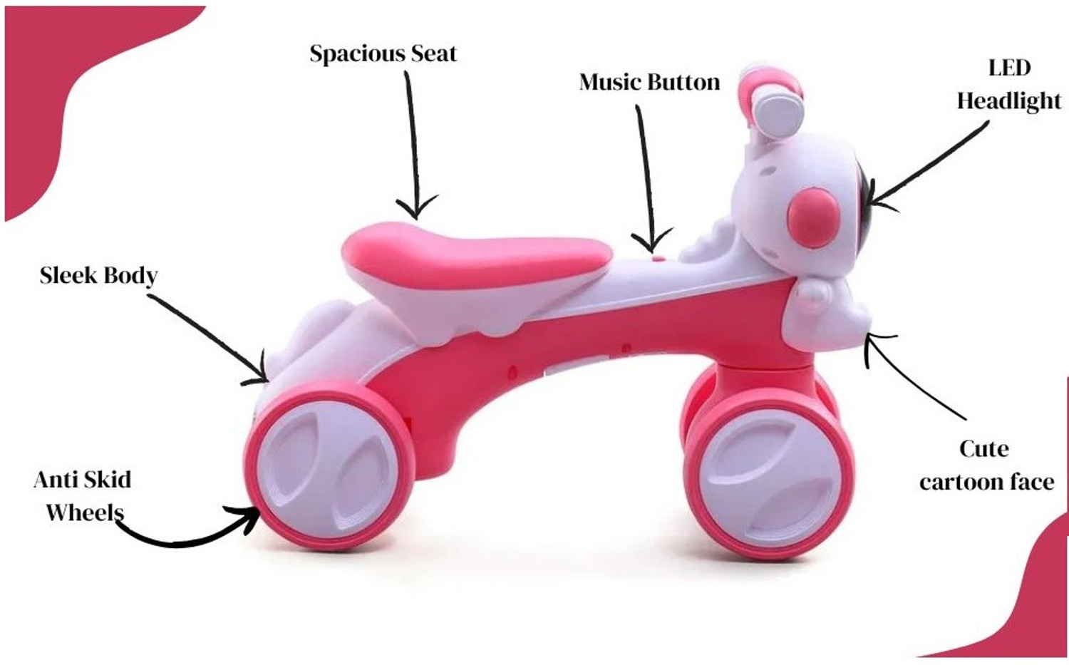 Image of JoyRide 2 in 1 Astronaut Tricycle for Kids with Balance Bike Mode | Music & Light | Manual Push Bike for Kids to Learn Balancing, Kids Tricycle | 1-5 Years Tricycle