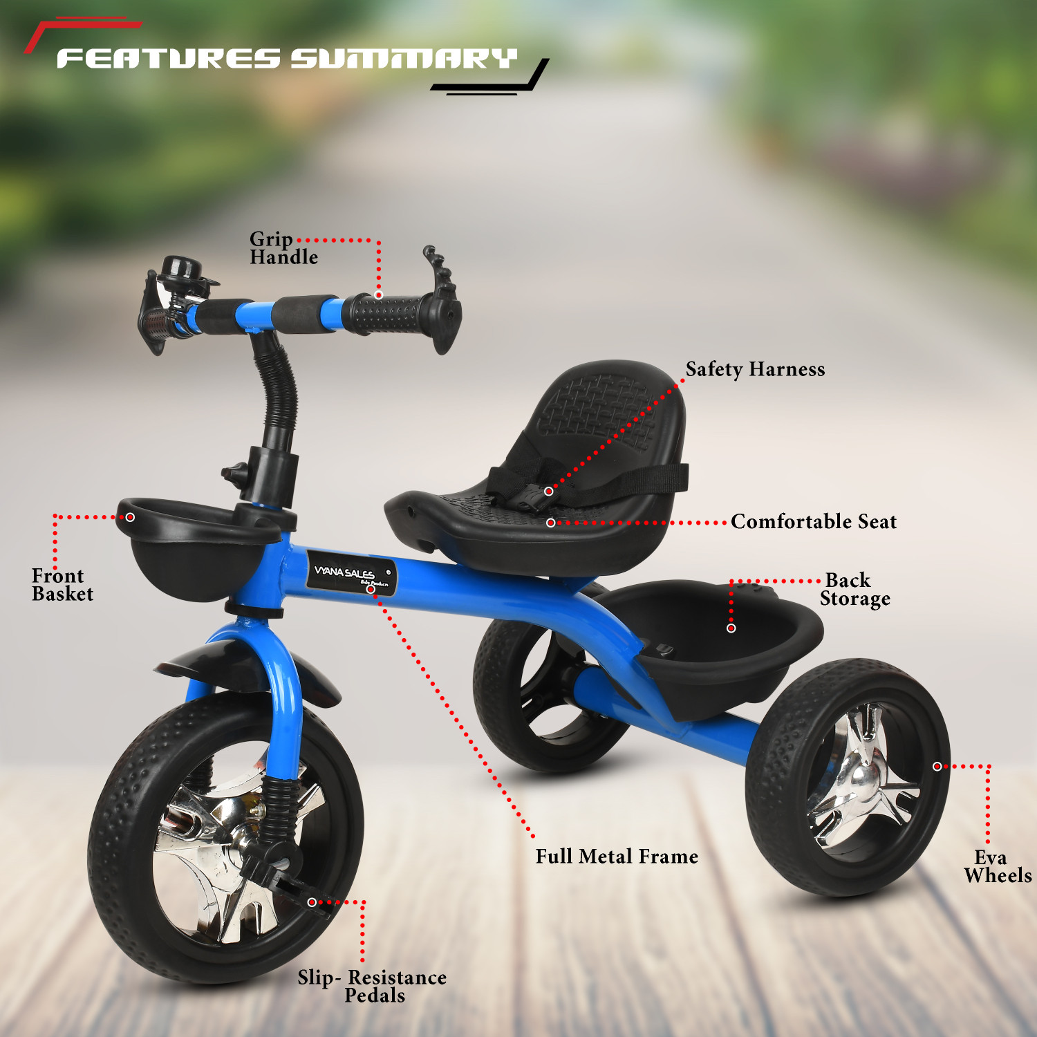 Image of vyana sales Tricycle with Dual Storage Basket |cycle for kids 3 to 5 yeas BST02 Tricycle