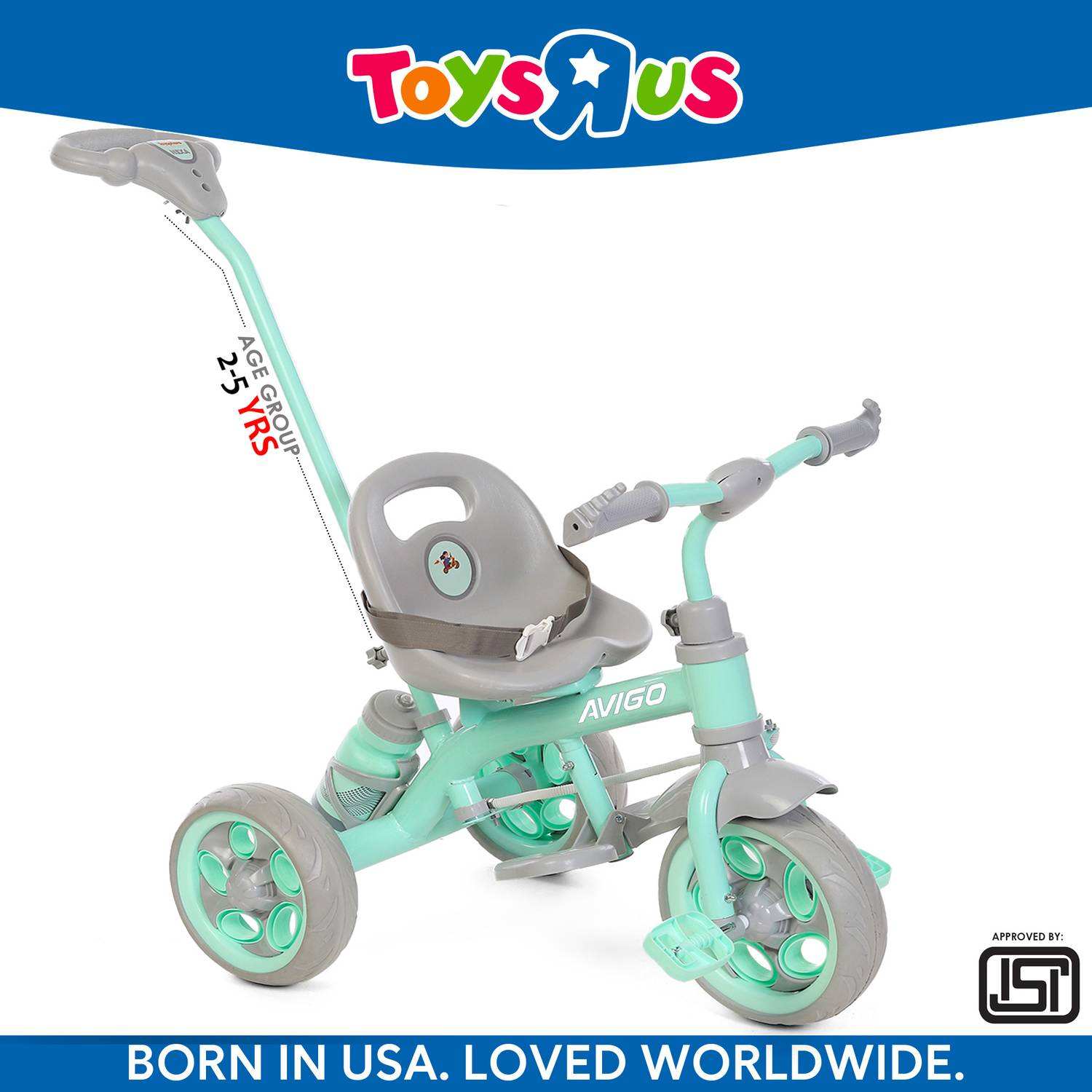 Avigo Parent Rod , Sipper, Footrest, Seat Belt Nexa Premium Tricycle For Kids | 2-5 yrs Tricycle