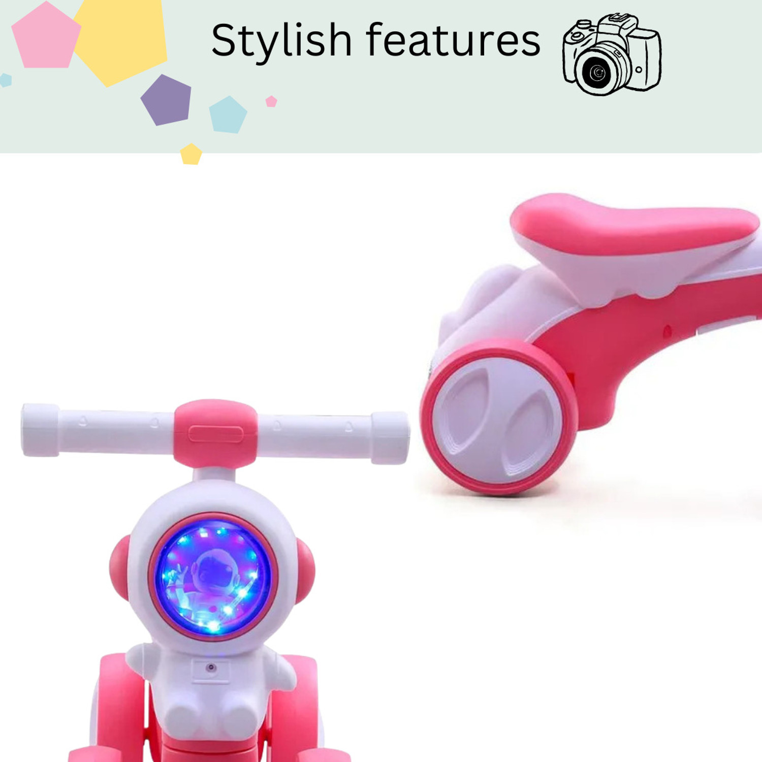 Image of JoyRide 2 in 1 Astronaut Tricycle for Kids with Balance Bike Mode | Music & Light | Manual Push Bike for Kids to Learn Balancing, Kids Tricycle | 1-5 Years Tricycle