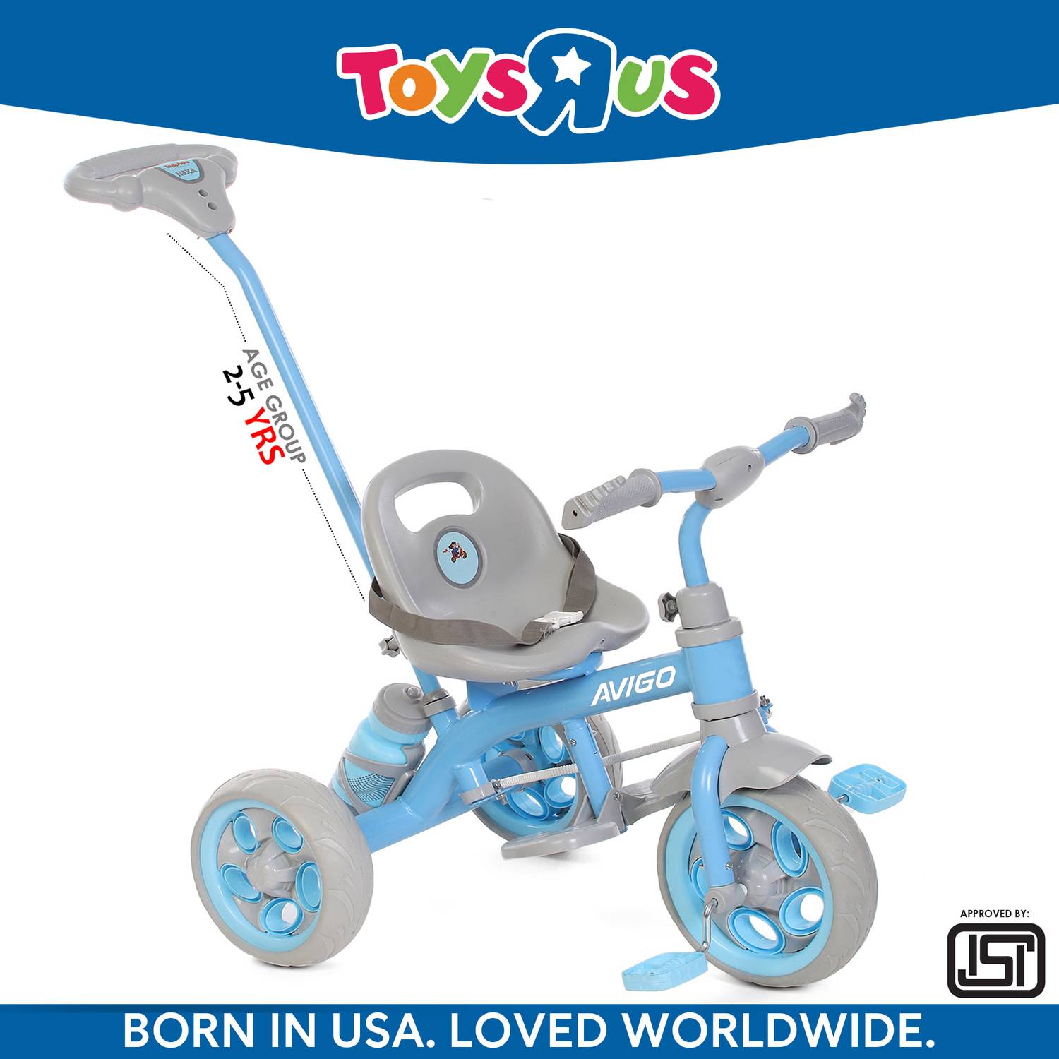 Avigo Parent Rod , Sipper, Footrest, Seat Belt For Kids | 2-5 yrs Tricycle