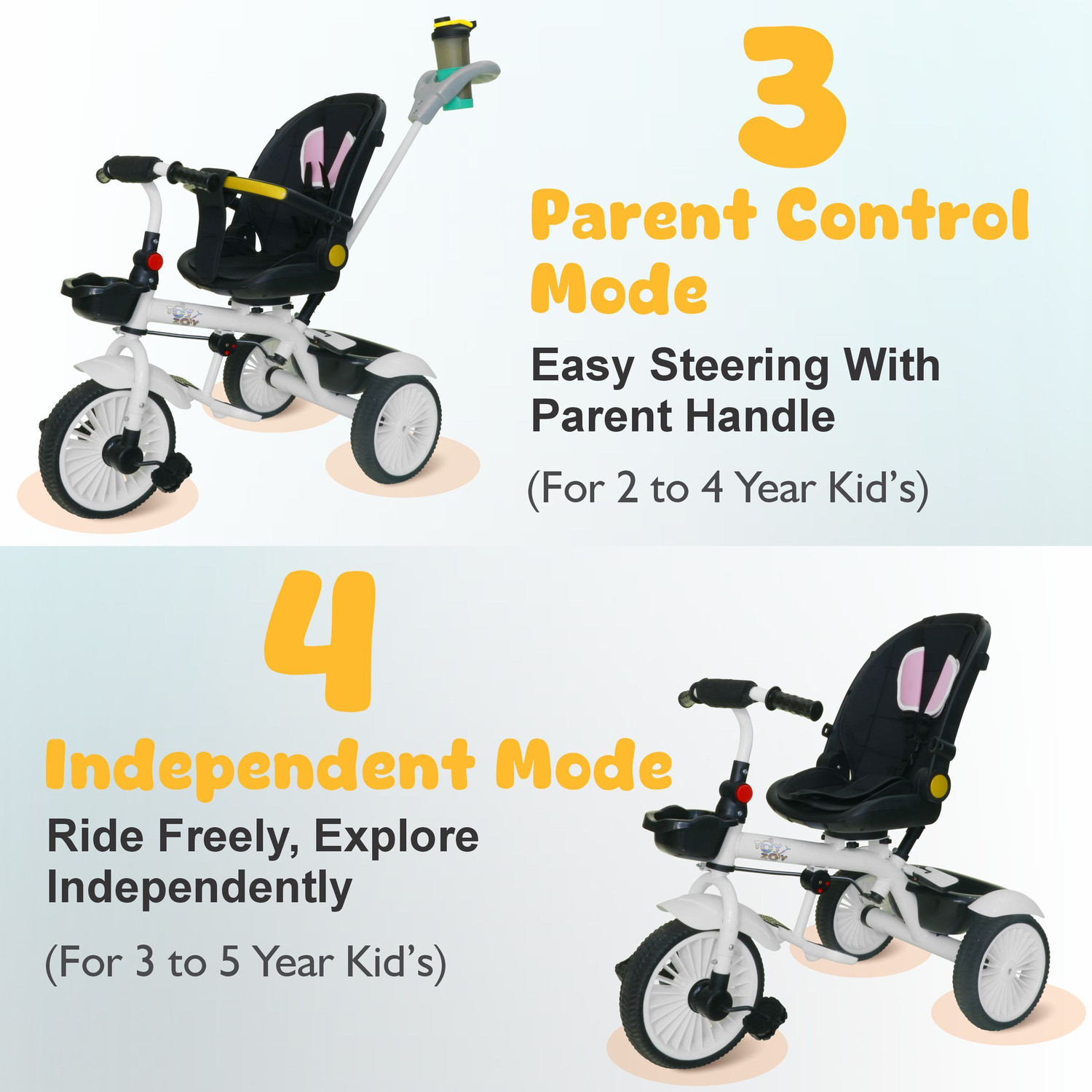 Image of Toyzoy Toyzoy Galaxy Glider Tricycle | Kids Tricycle | Tricycle + Stroller | 4 in 1 | TZ-525 Tricycle