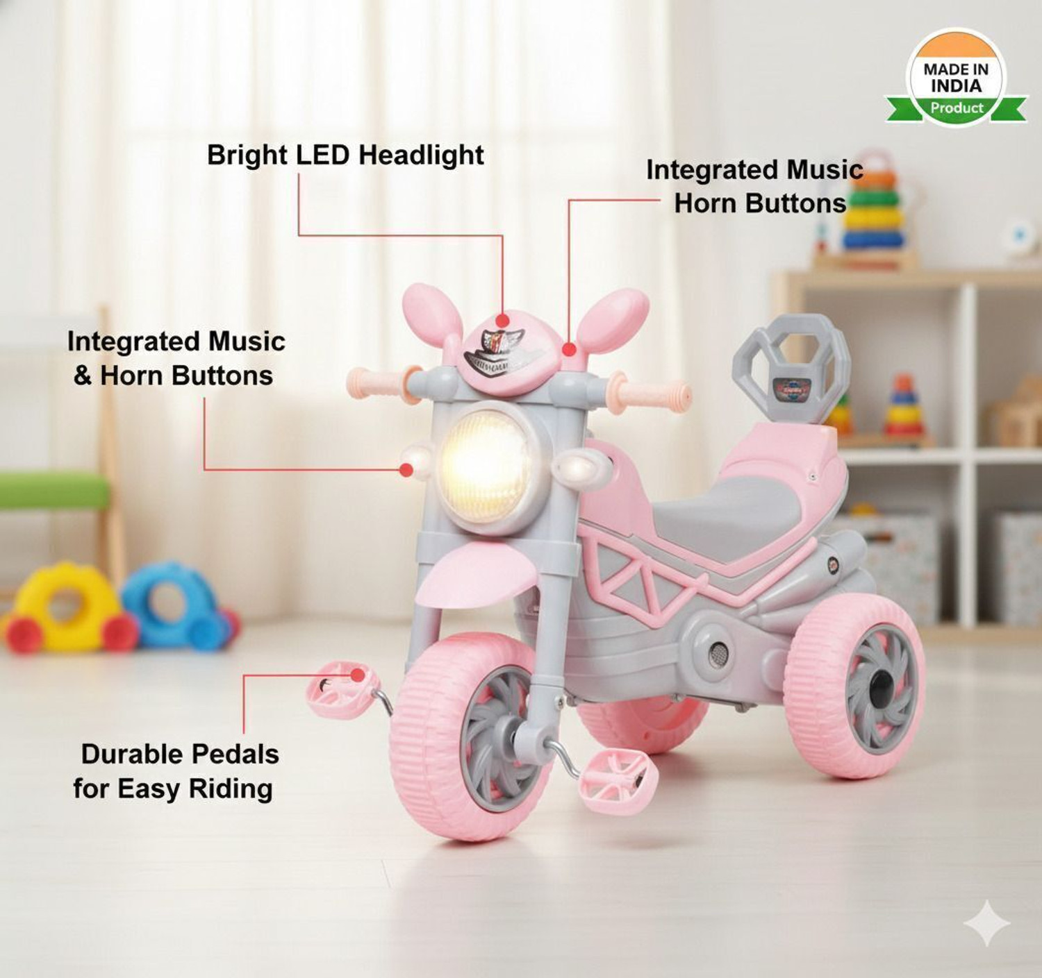 Image of Colorpunch BULLET PREMIUM BABY TRYCYCLE WITH MUSIC & LIGHT Tricycle