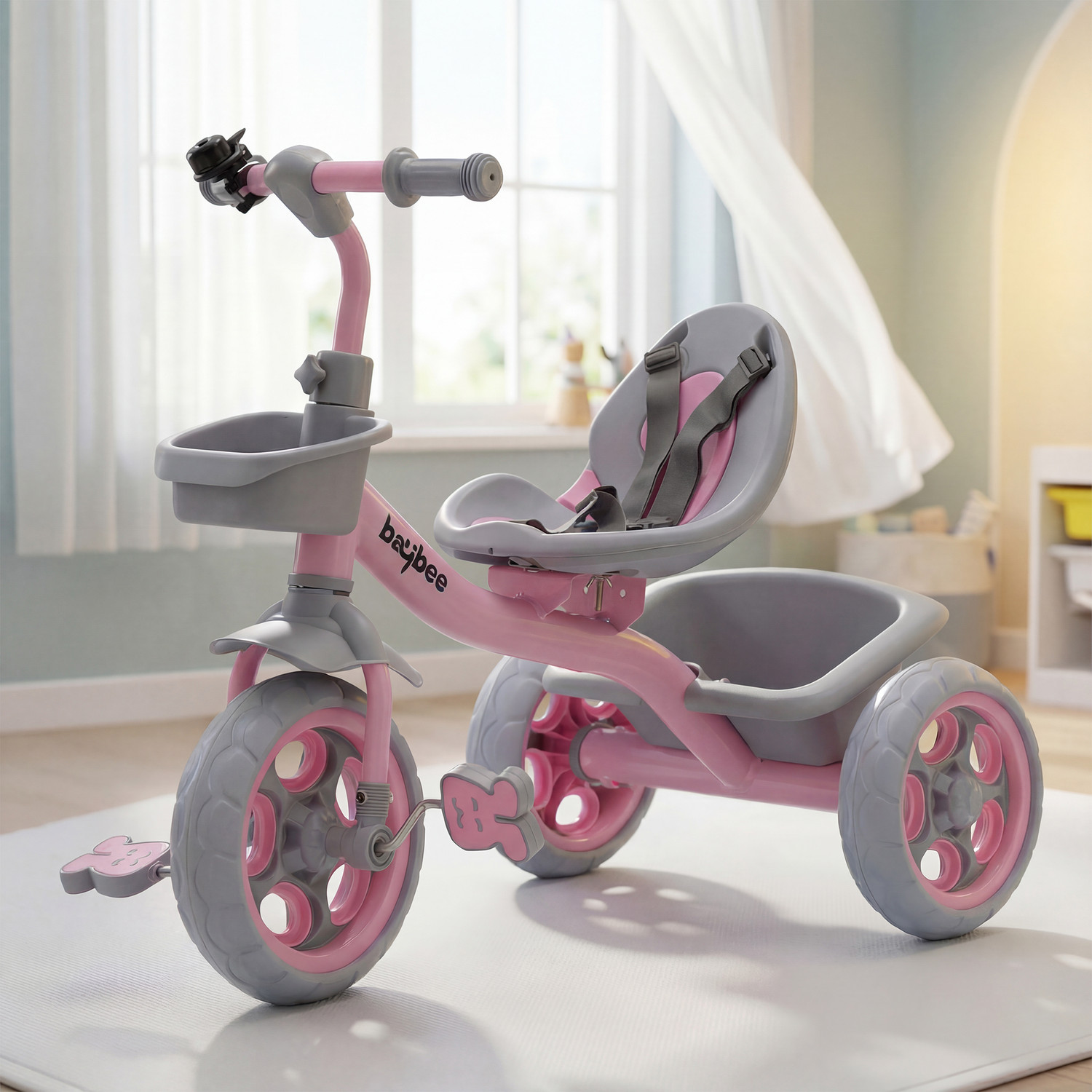 Image of baybee Beagle Baby Tricycle for Kids Cycle for 2 to 5 Years Boys Girls with Eva Wheels Safety Belt, Footrest & Front and Rear Toy Storage Basket Toddler Kids Tricycle
