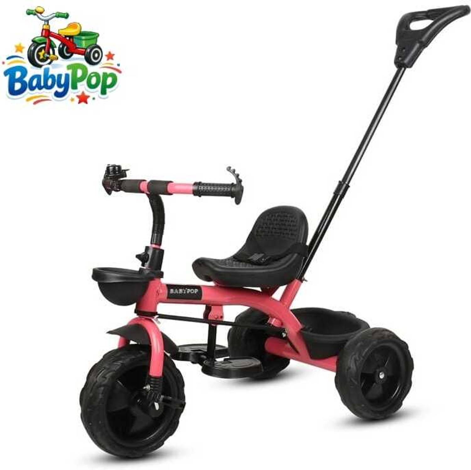 BABYPOP Tricycle with Parental Handle and For Ages (1–5 Years) DVPOT-13B Tricycle