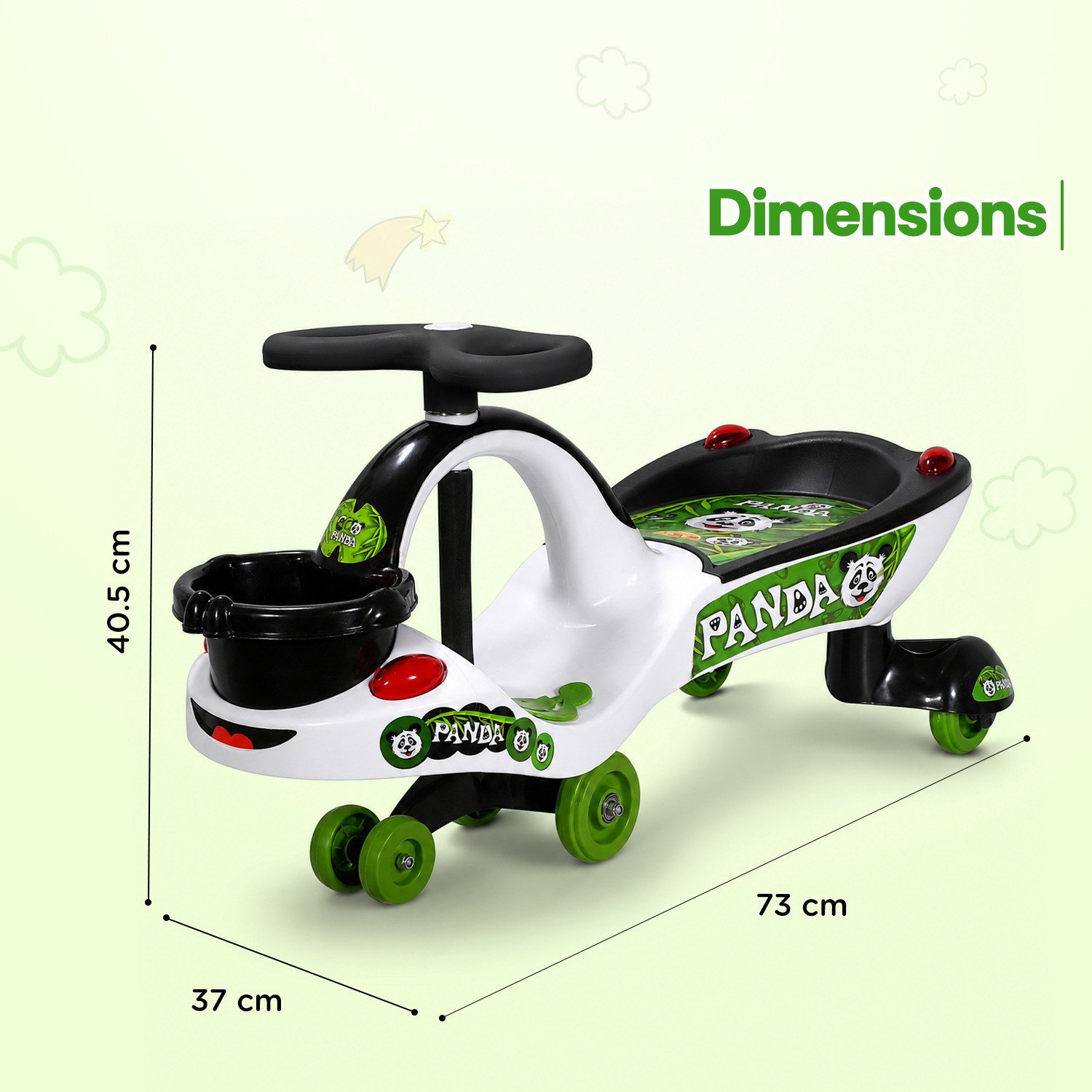 Image of kidznation Eco Panda Magic Car Swing car infinity handle MAGIC CAR Tricycle