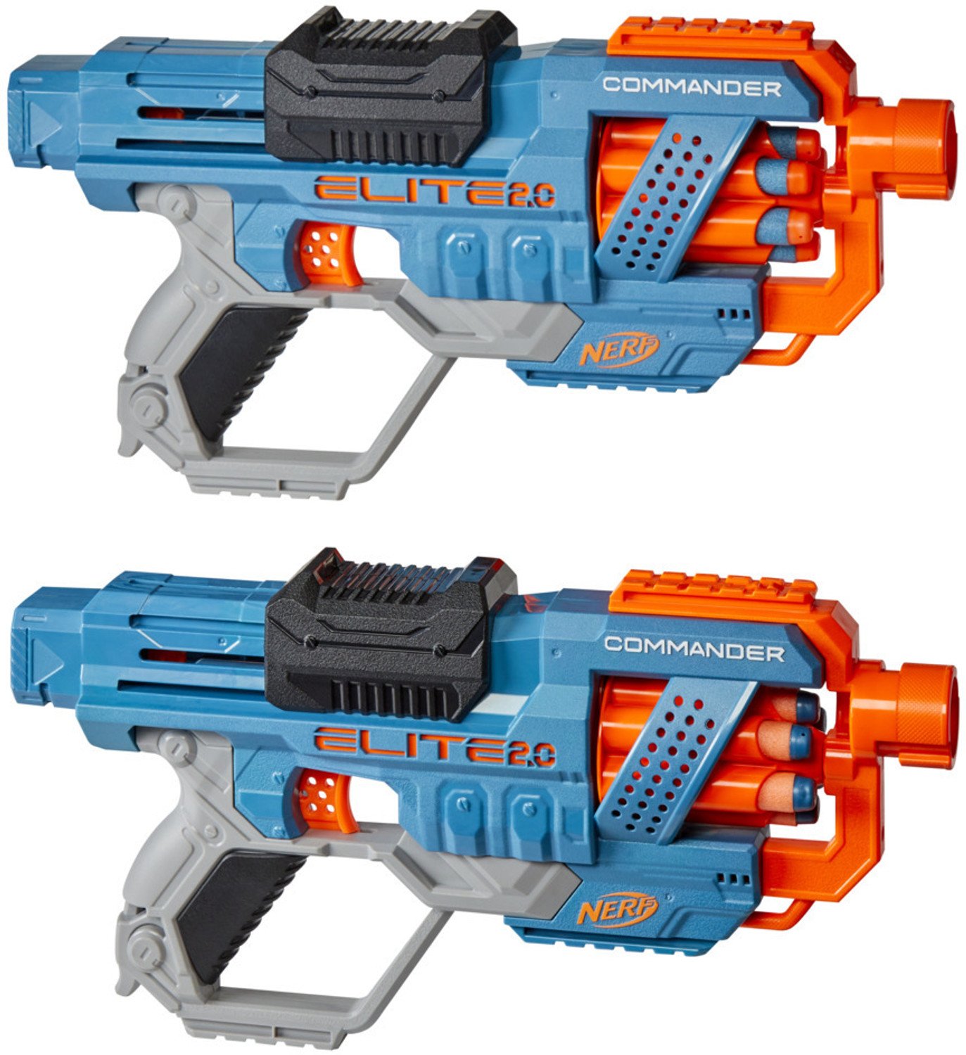 Image of Nerf Elite 2.0 Commander RD-6 Blaster 2-Pack, 2 Blasters, 24 Darts, 6-Dart Drum Guns & Darts