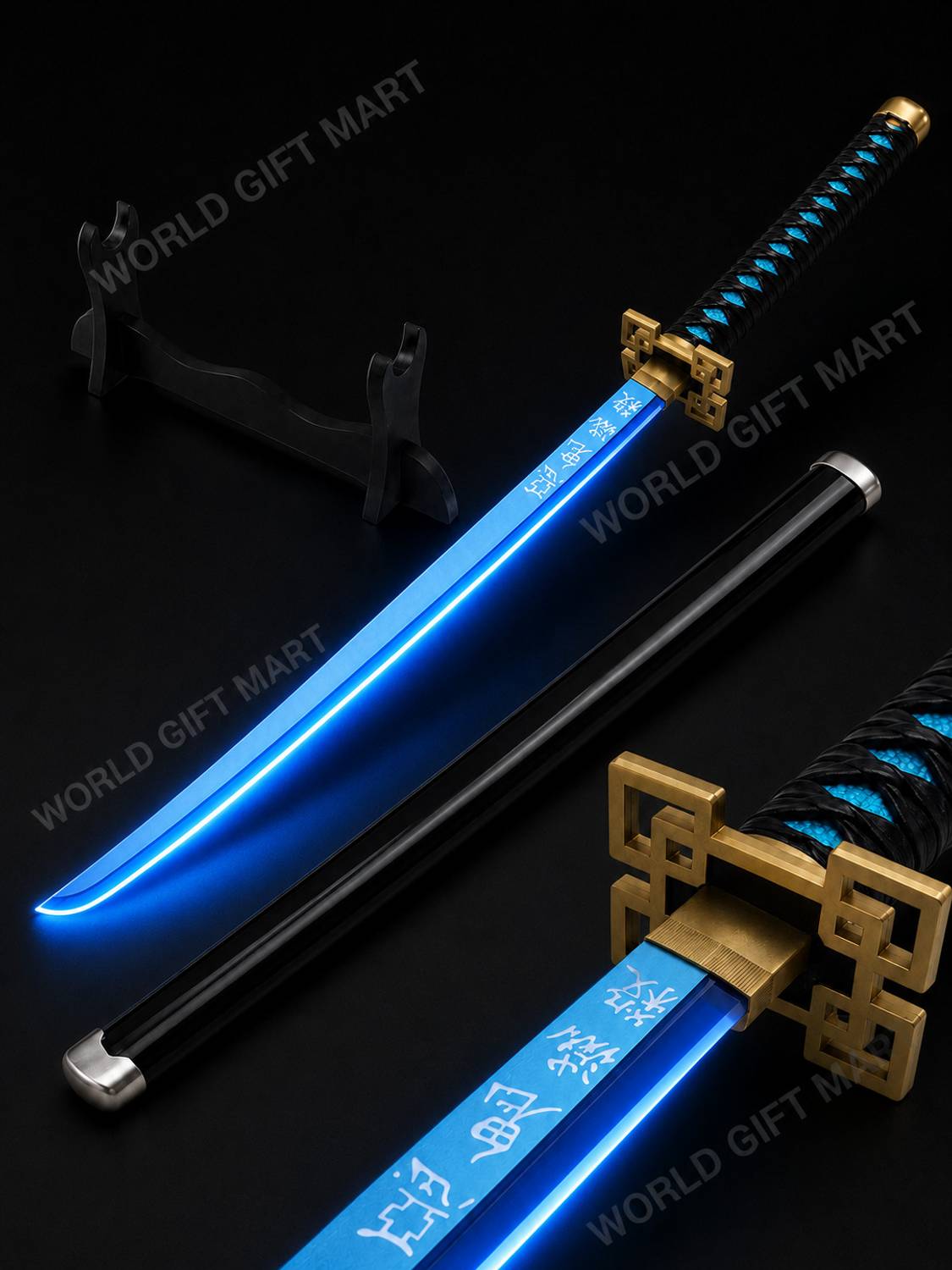 World Gift Mart Blue Glowing Anime Katana Sword 104Cm - Image 1
