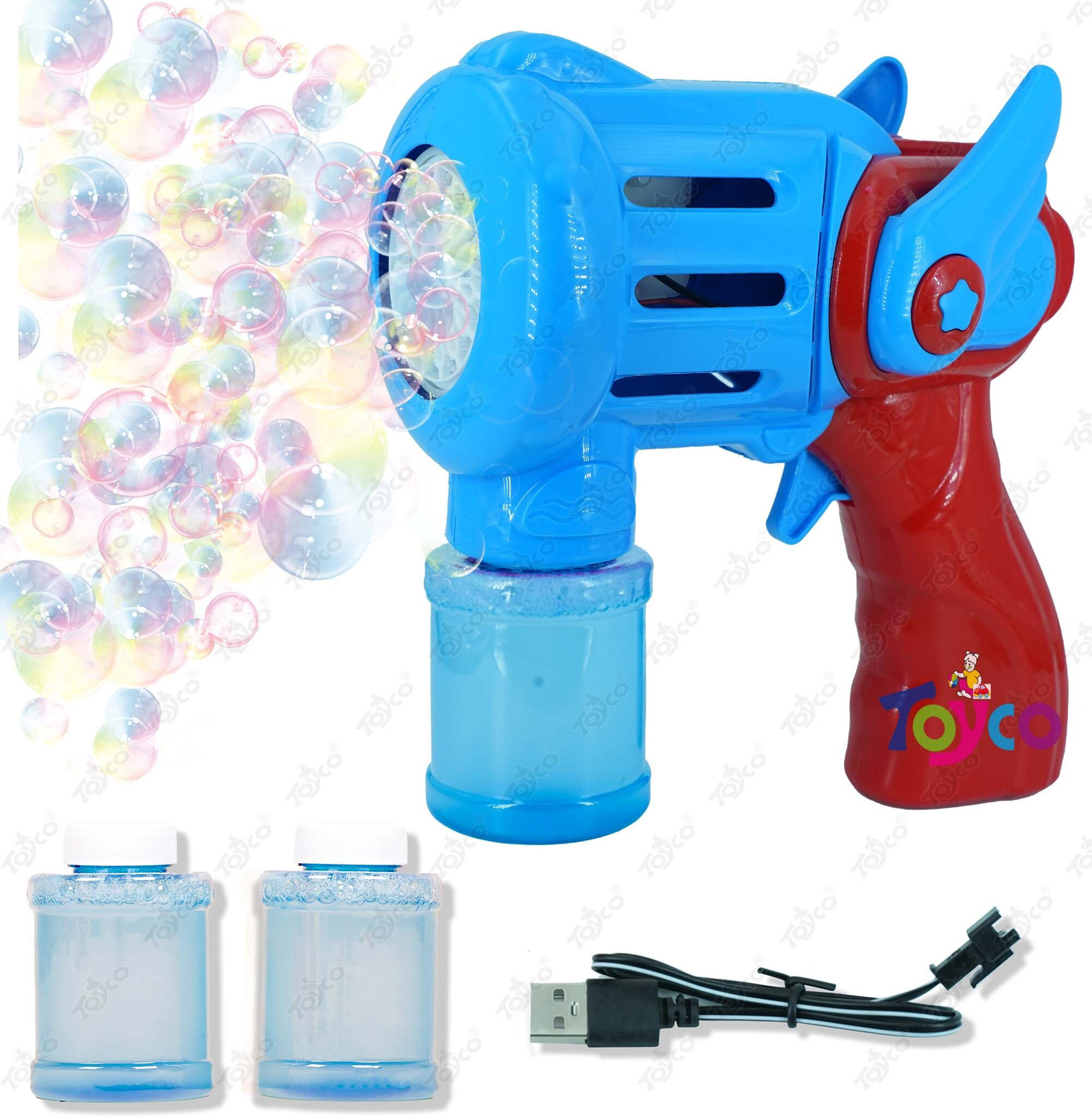 Image of Toyco 15 Holes Unlimited Bubble Machine RECHARGEABLE Toy Gun with Two Refill Bottles Guns & Darts