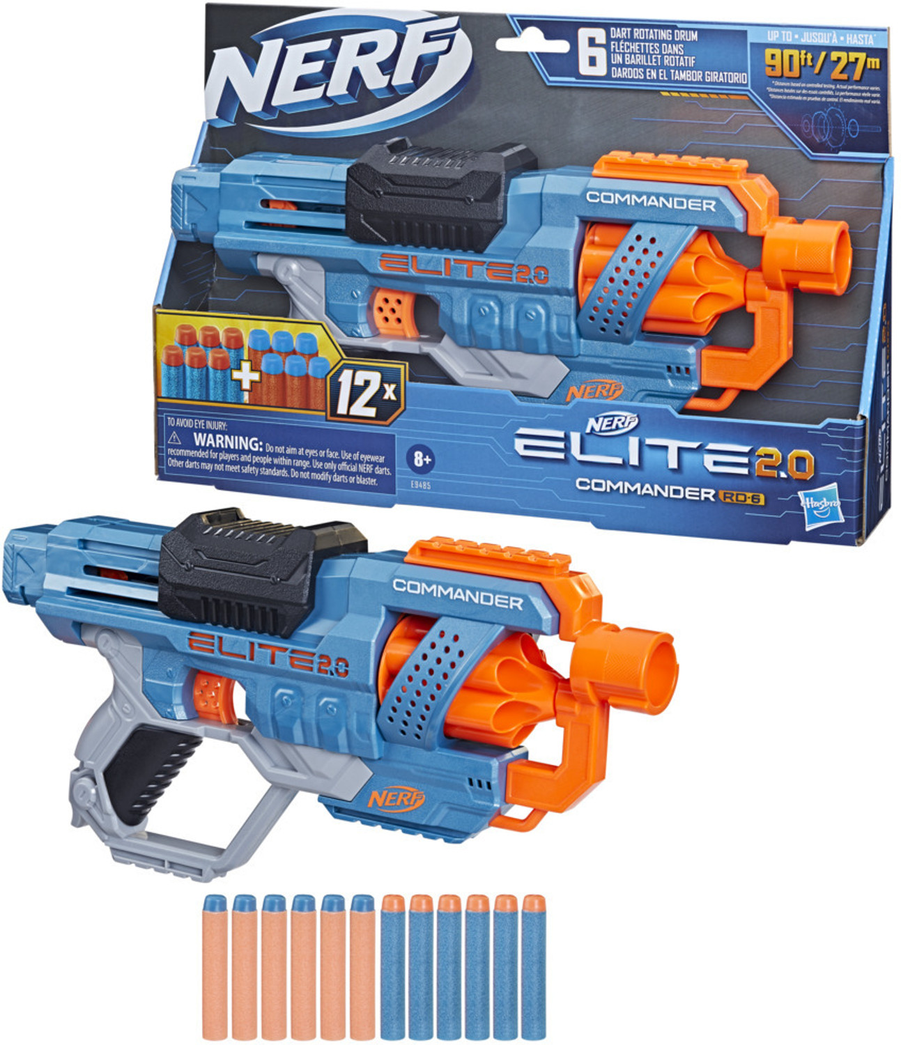 Image of Nerf Elite 2.0 Commander RD-6 Toy Blaster,6- Rotating Drum,Incl. 12 Guns & Darts