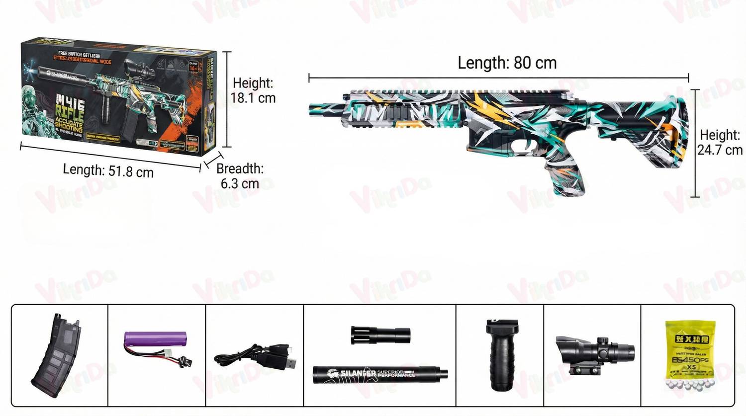 VikriDa M416 Blaster Gun with 2500 Gel Balls - Image 2