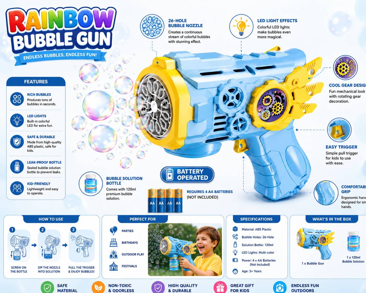 AWALS 12 Holes Unlimited Bubble Machine - Image 3