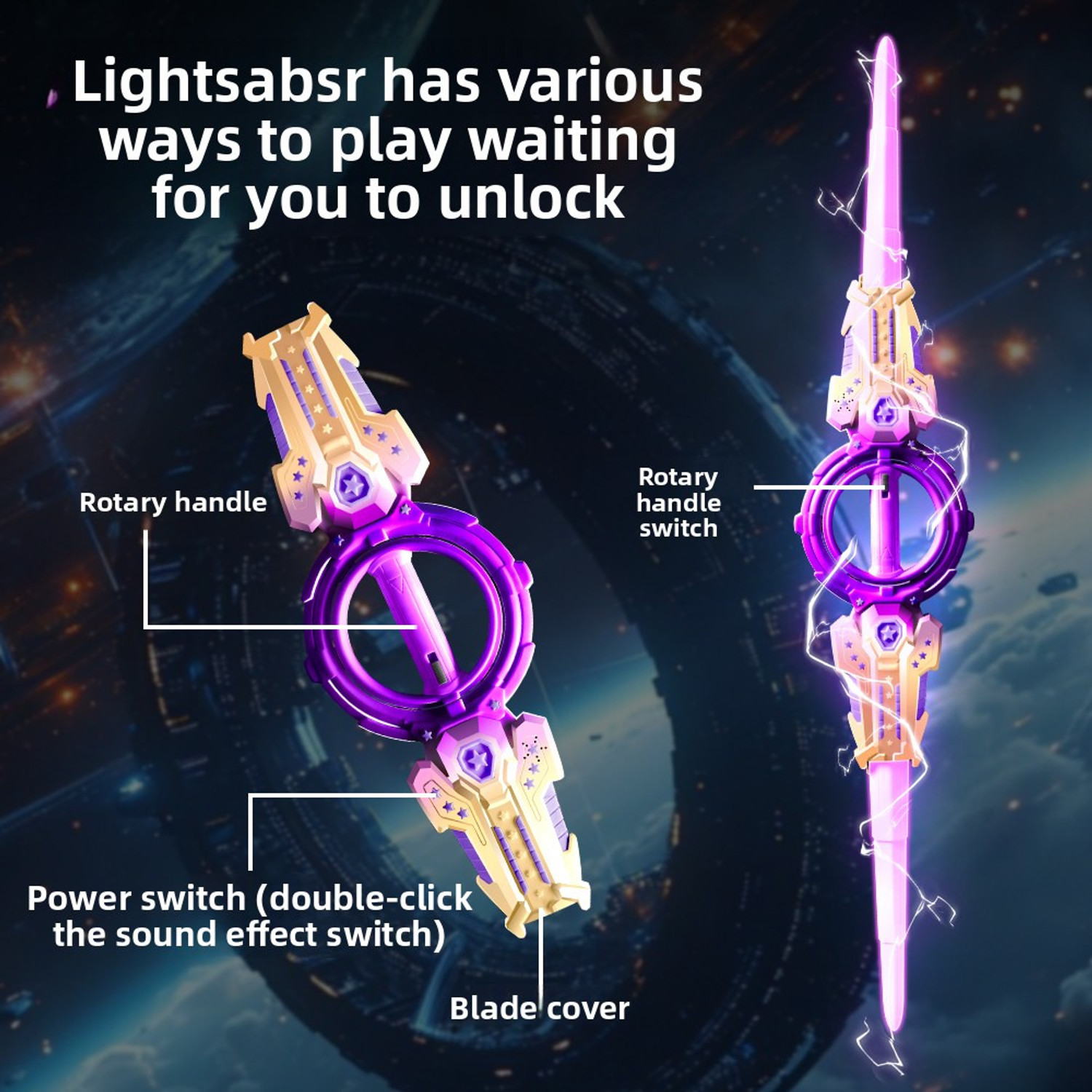 Image of SUNNIFA Fire Spin Sword Double-Edged Lightsaber Toy Maces & Swords
