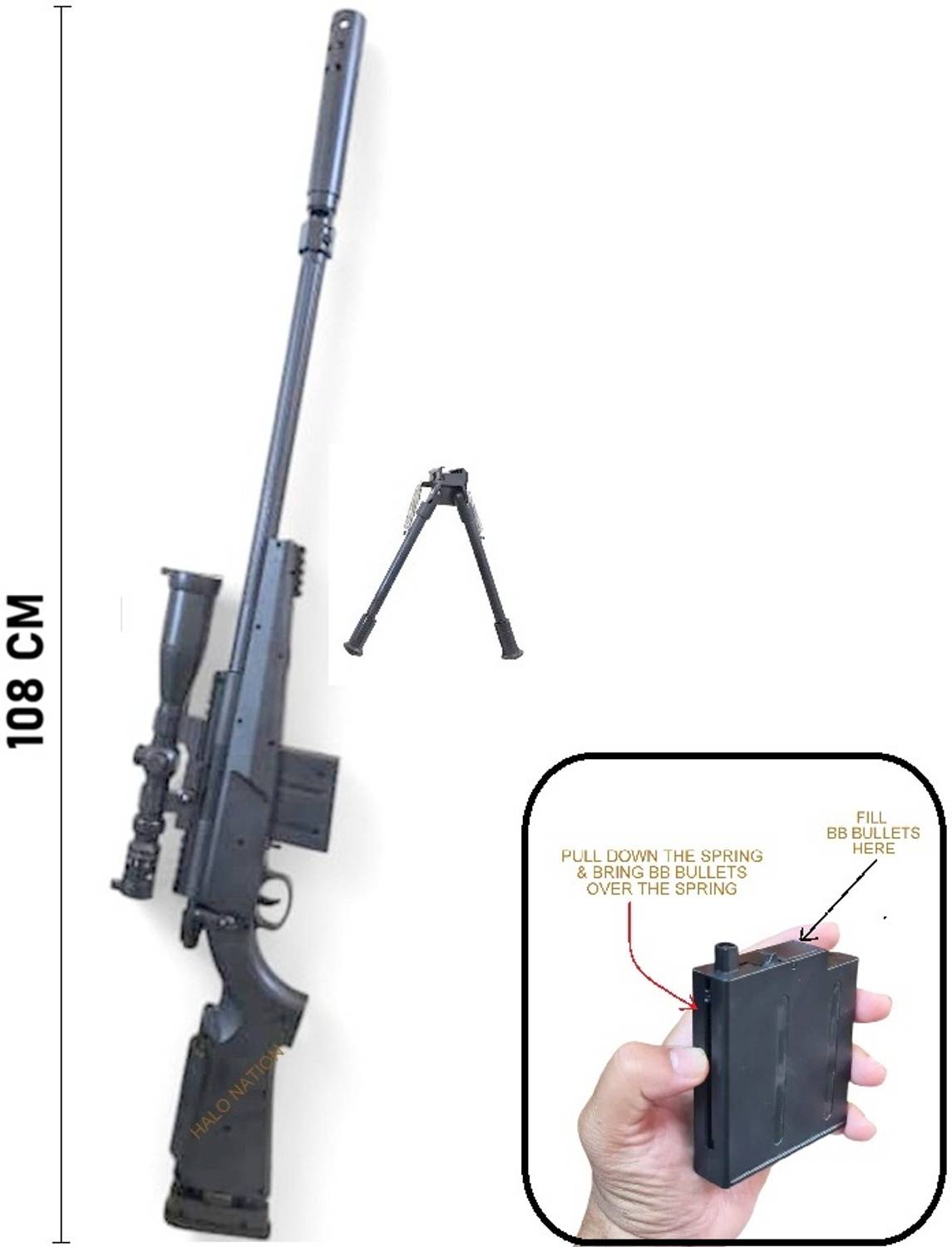 HALO 108cm M24 Sniper Rifle Airsoft Gun - Image 3