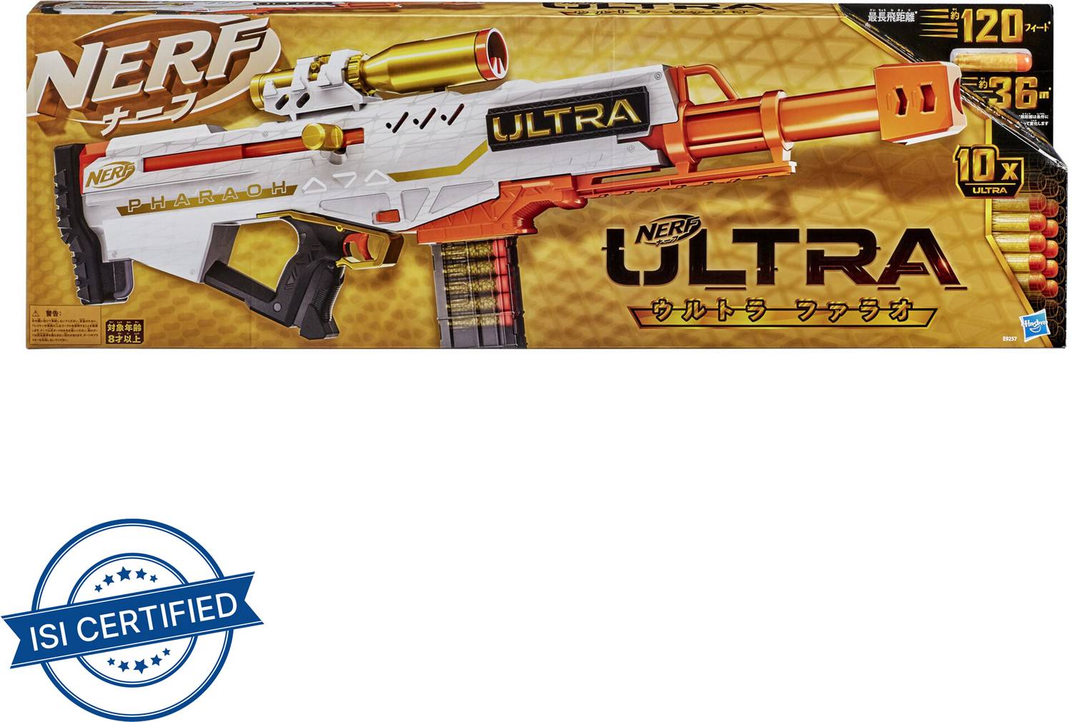Nerf Ultra Pharaoh Blaster with Premium Gold Accents, 10-Dart Clip