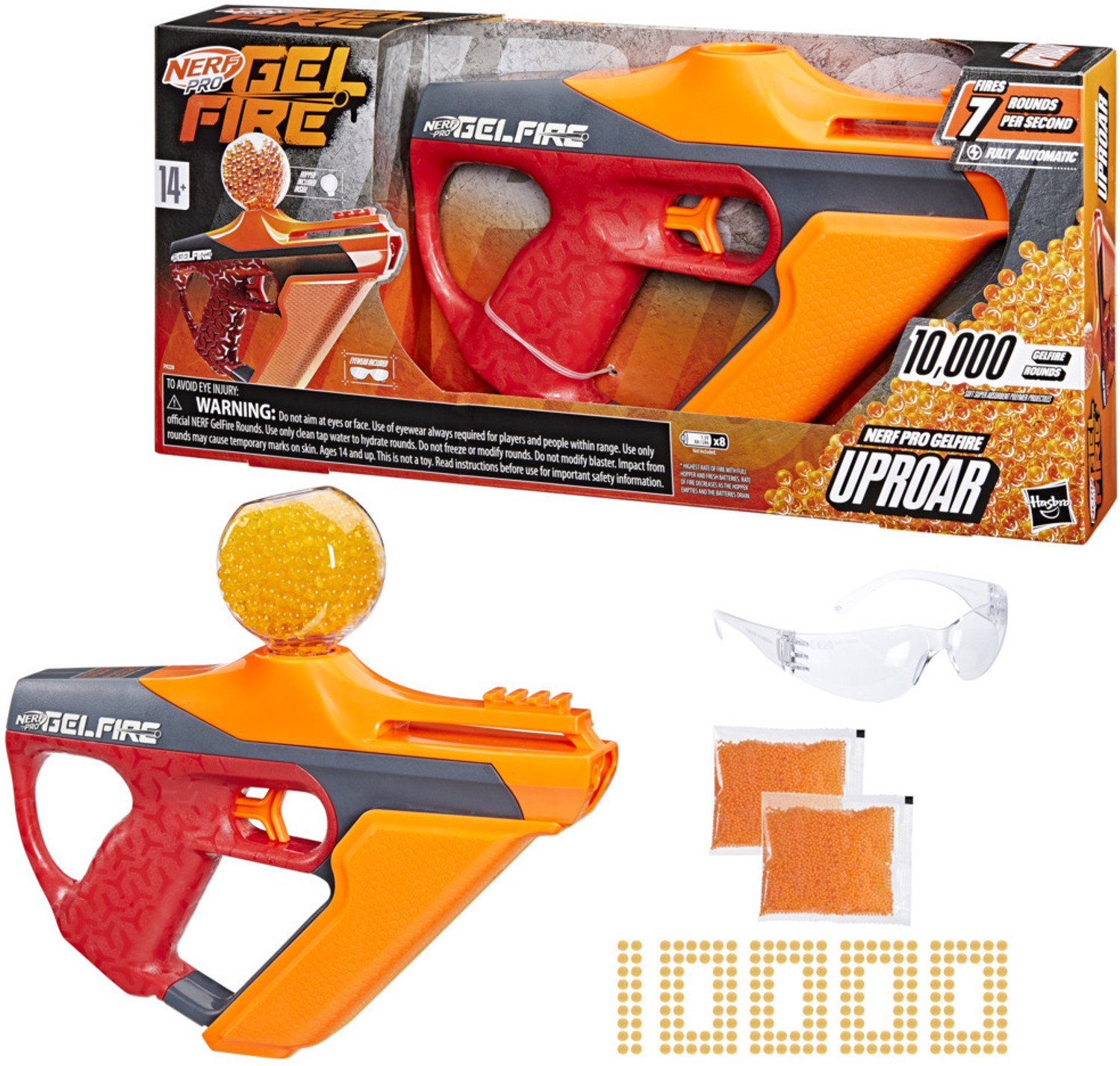Image of Nerf Pro Gelfire Uproar Blaster, 10k Gelfire Rounds, with Hopper, Eyewear, Ages 14+ Guns & Darts