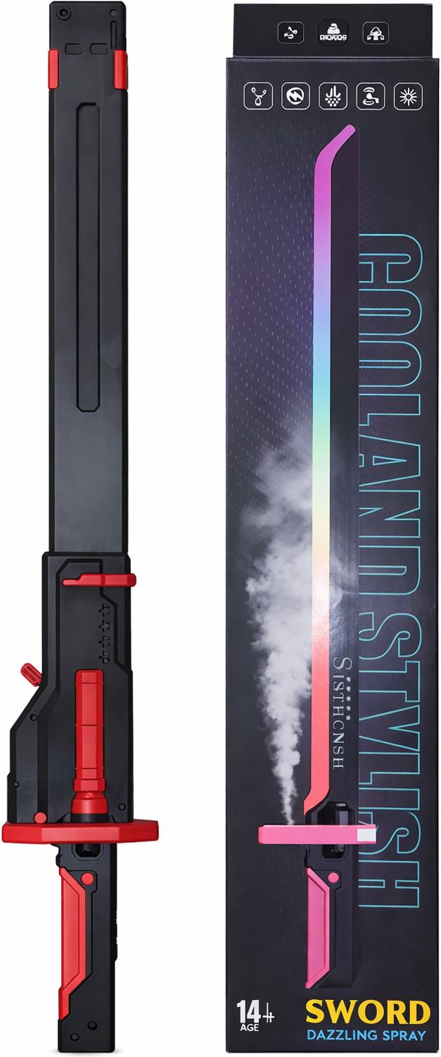 Braintastic Kids Ninja Sword Toy with LED Lights & Mist Spray Effect