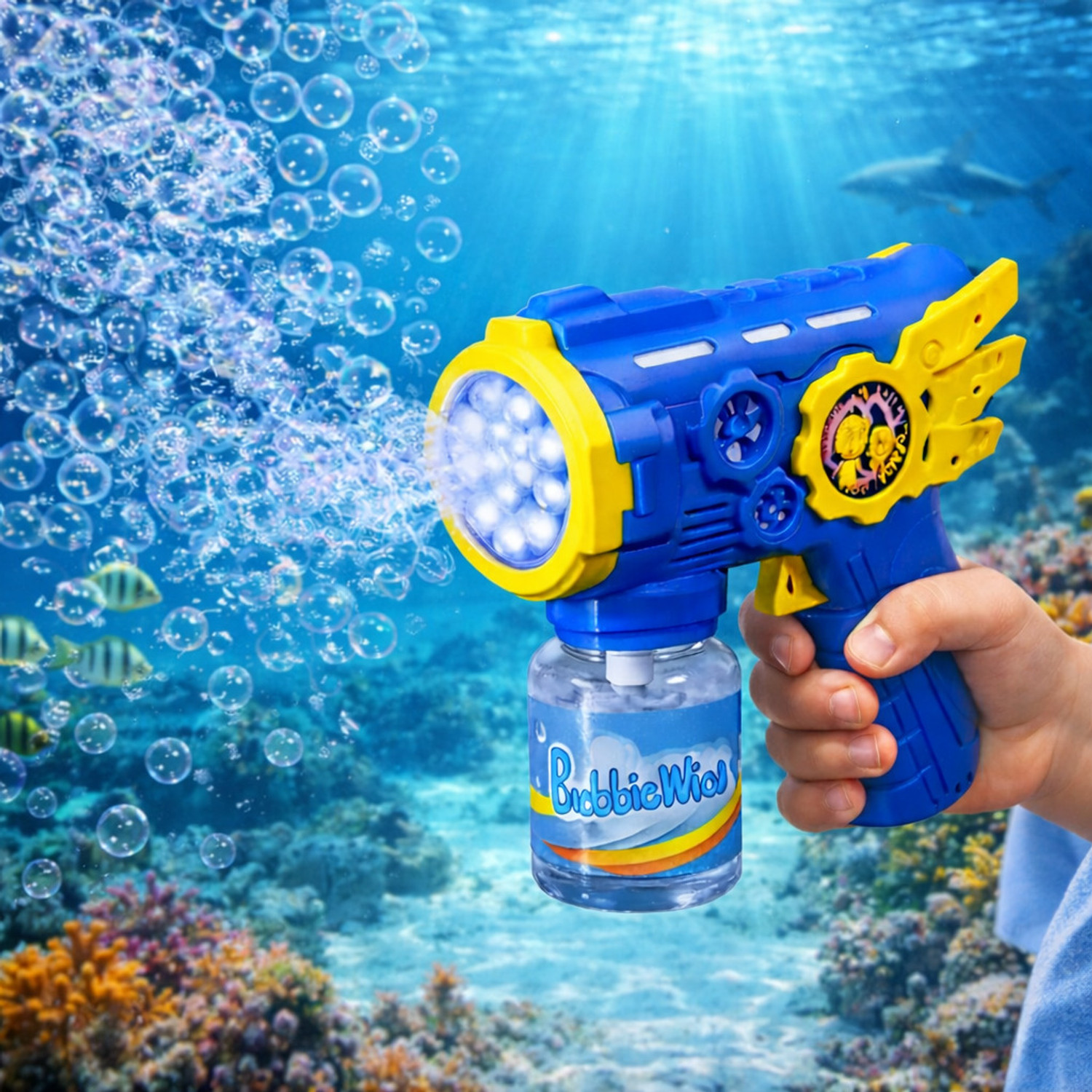 Image of Aniloons Automatic Bubble Gun Toy with LED Lights for Kids Outdoor Fun Water Gun