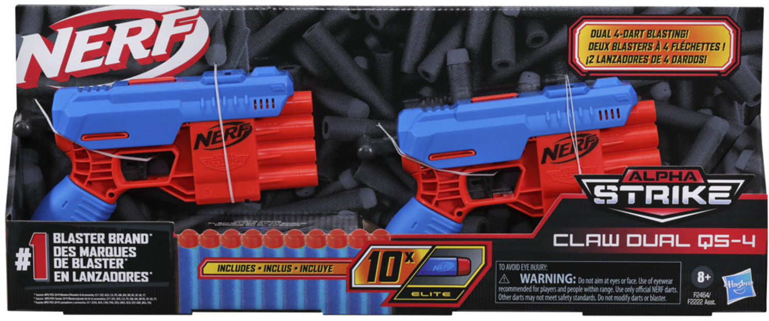 Image of Nerf Alpha Strike Claw Dual QS-4 Blaster Set-Includes 2 Blasters and 10 Elite Darts Guns & Darts