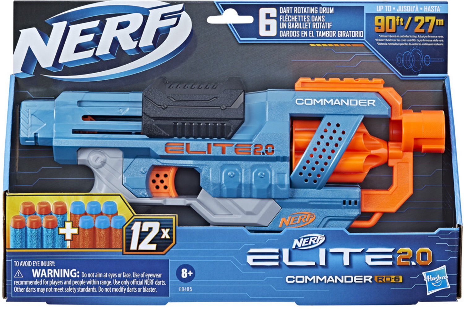 Image of Nerf Elite 2.0 Commander RD-6 Toy Blaster,6- Rotating Drum,Incl. 12 Guns & Darts