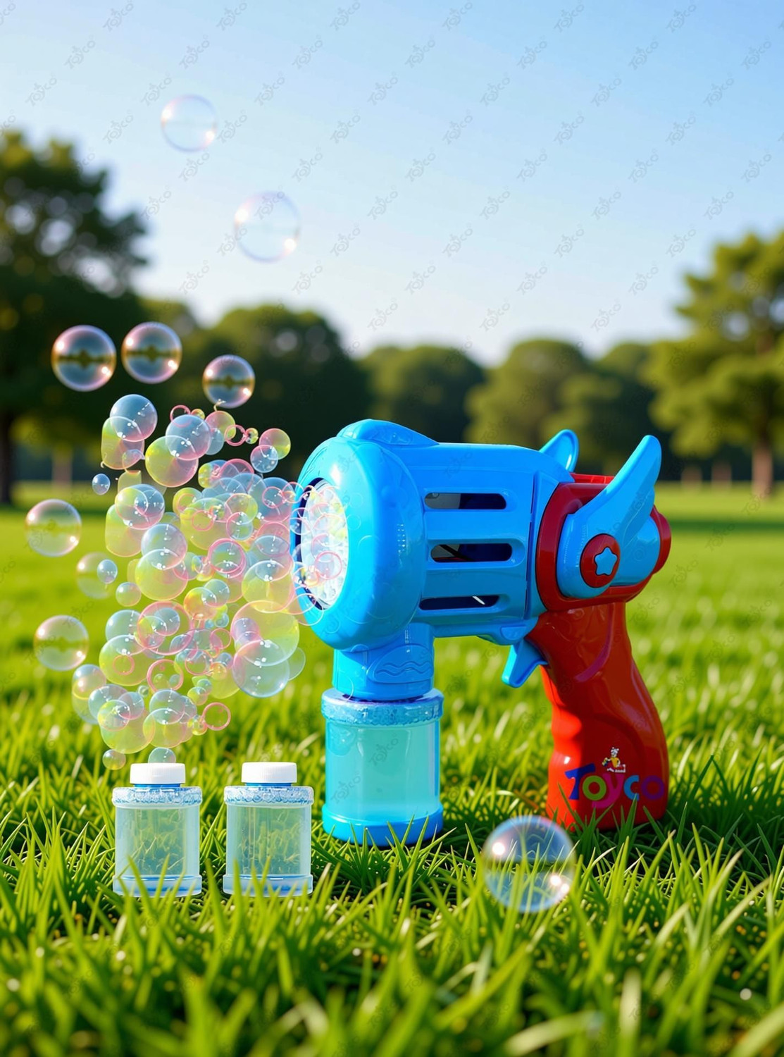 Image of Toyco 15 Holes Unlimited Bubble Machine RECHARGEABLE Toy Gun with Two Refill Bottles Guns & Darts