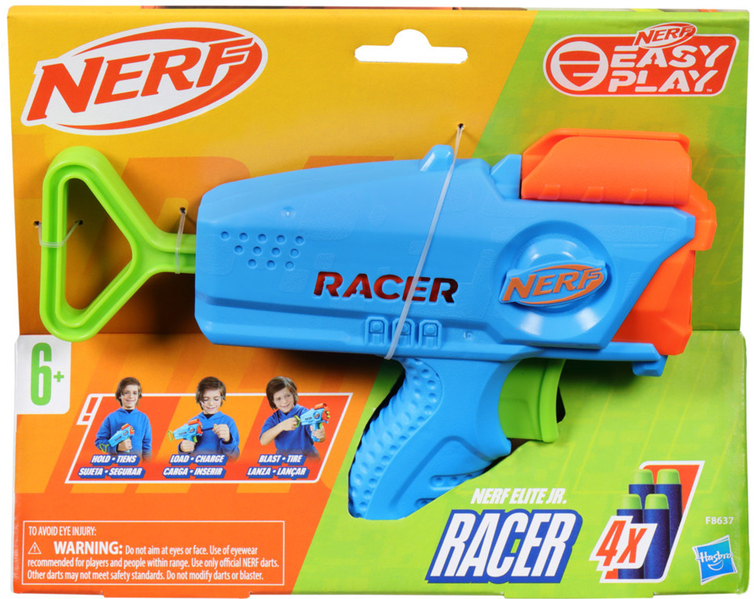 Image of Nerf Elite Junior Racer Easy Play Dart Blaster,4 Elite Darts, Outdoor Toys For Age 6+ Guns & Darts