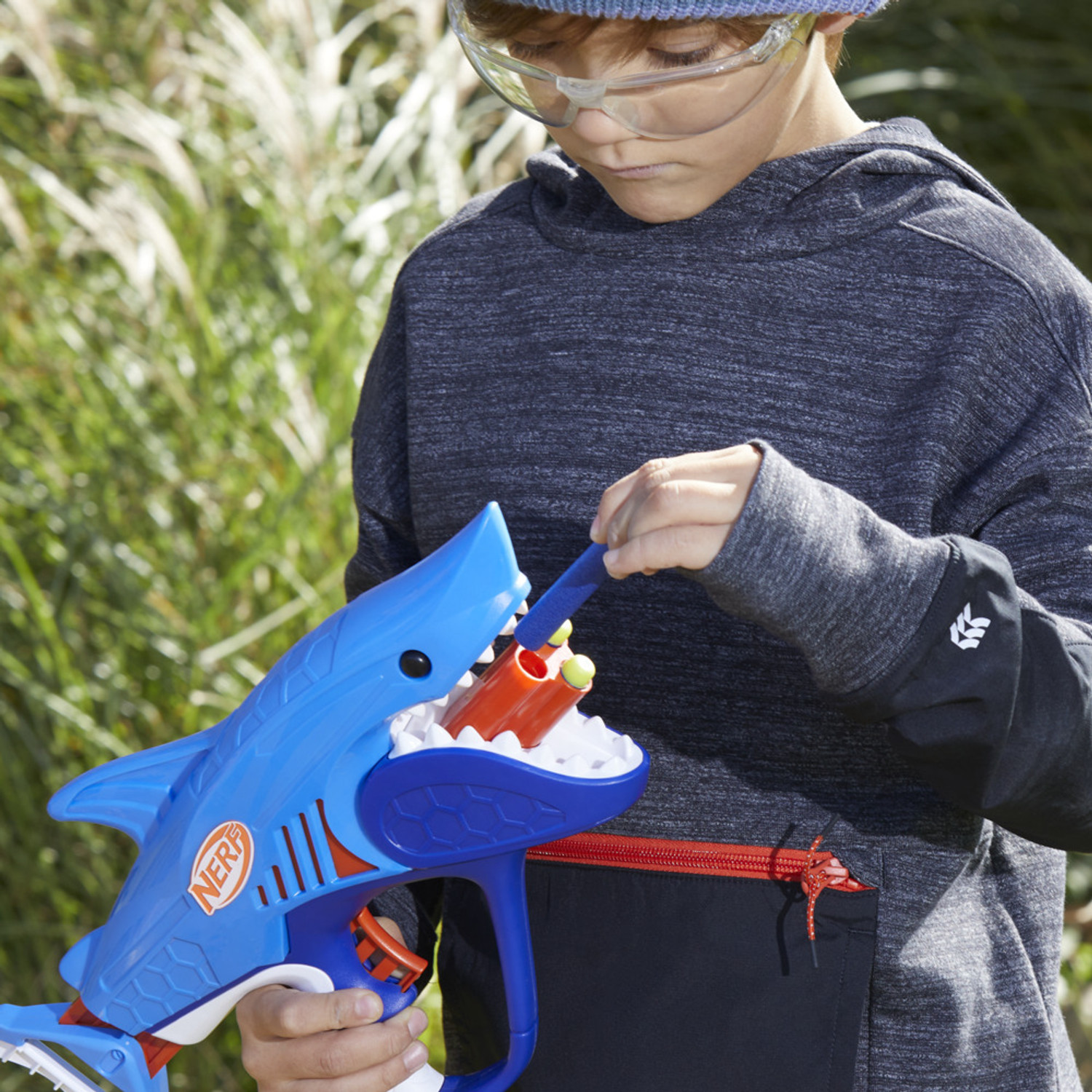 Image of Nerf Junior Wild Sharkfire, Easy Play Dart Blaster, 8 Elite Darts, Age 6+ Guns & Darts