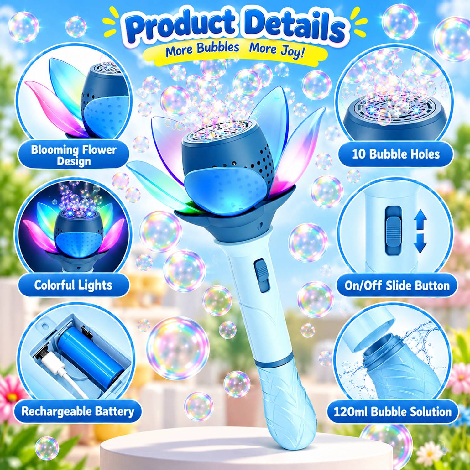 AWALS Rechargeable Flower Bubble Gun - Image 3