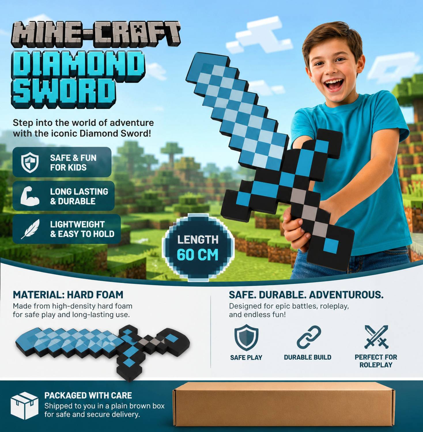 FOZZO-SK Soft Minecraft Diamond Sword - Image 3