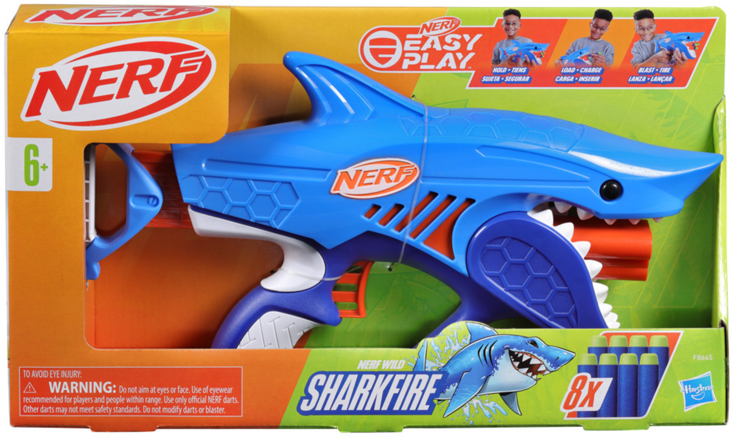 Image of Nerf Junior Wild Sharkfire, Easy Play Dart Blaster, 8 Elite Darts, Age 6+ Guns & Darts