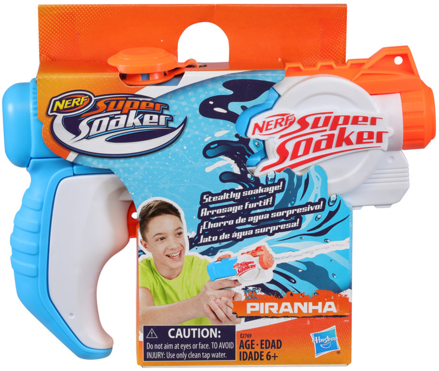 Image of Nerf SuperSoaker Piranha Water Blaster, Trigger Action, Branded Holi Pichkari, Age 6+ Water Gun