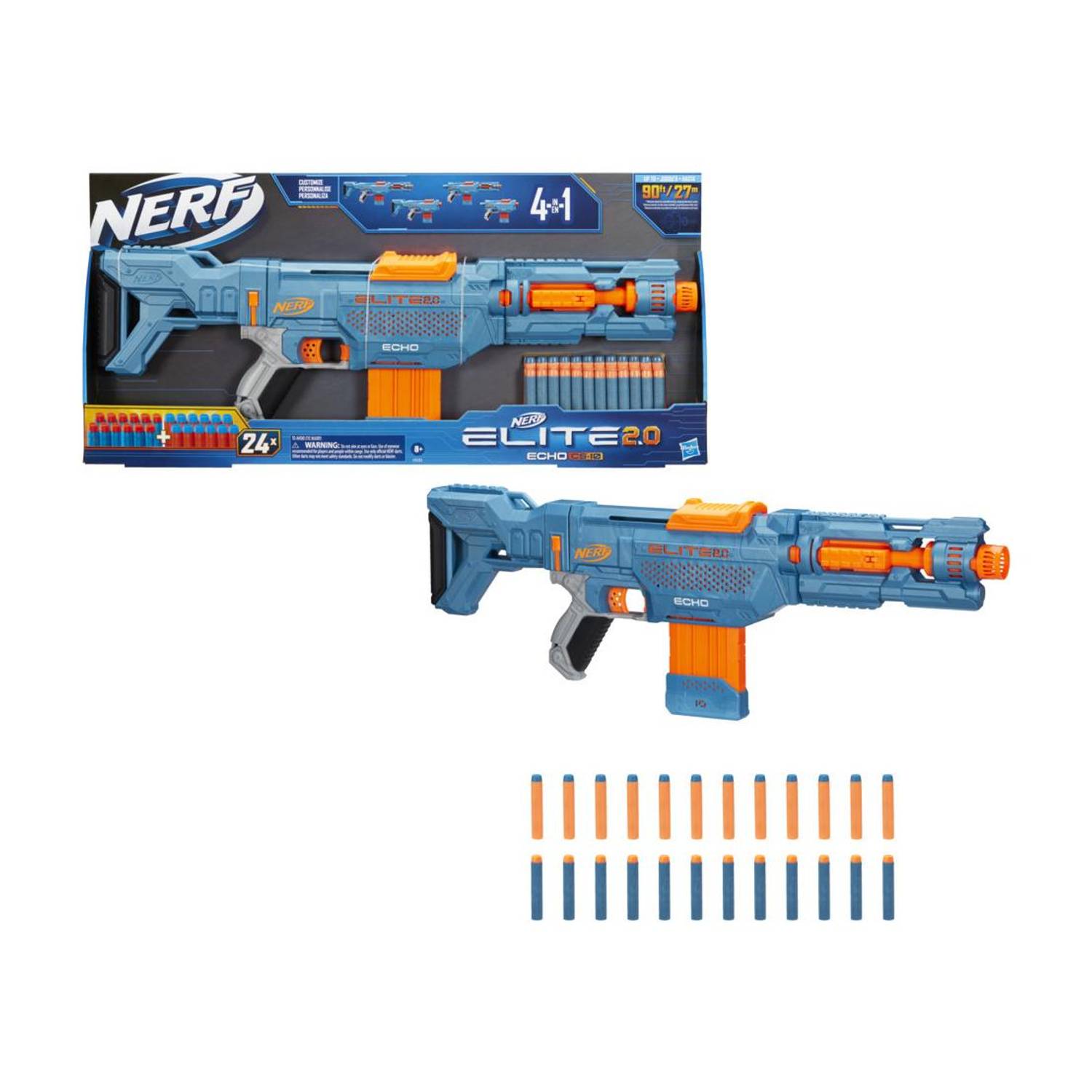 Nerf Elite 2.0 Echo CS-10Blaster, 10- Clip, Removable Stock