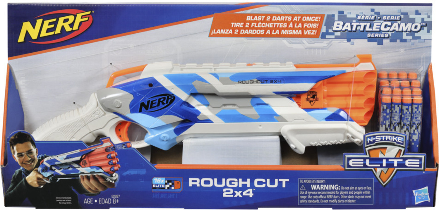 Image of Nerf N-Strike Elite BattleCamo Series Rough Cut 2x4 for Kids Ages 8 and up Guns & Darts
