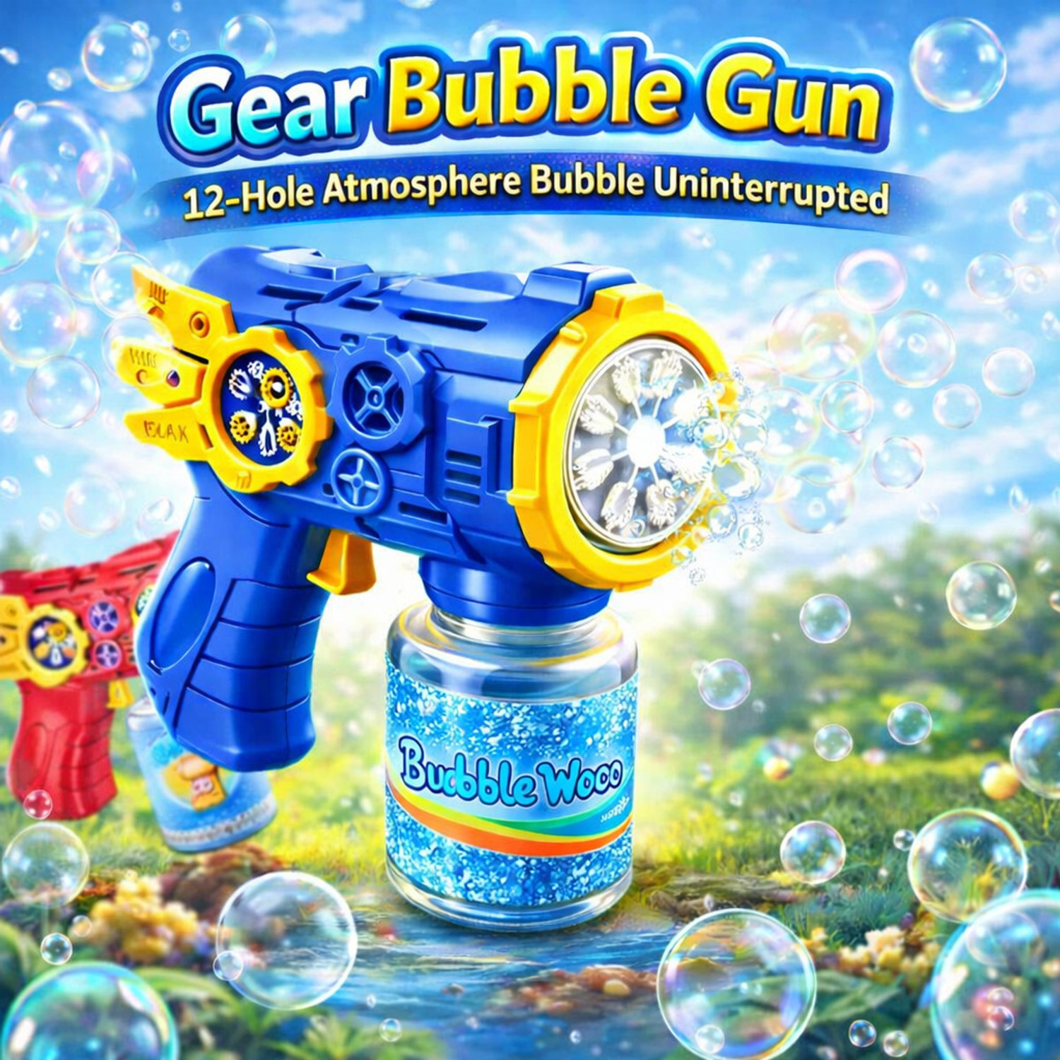 Image of Aniloons Automatic Bubble Gun Toy with LED Lights for Kids Outdoor Fun Water Gun