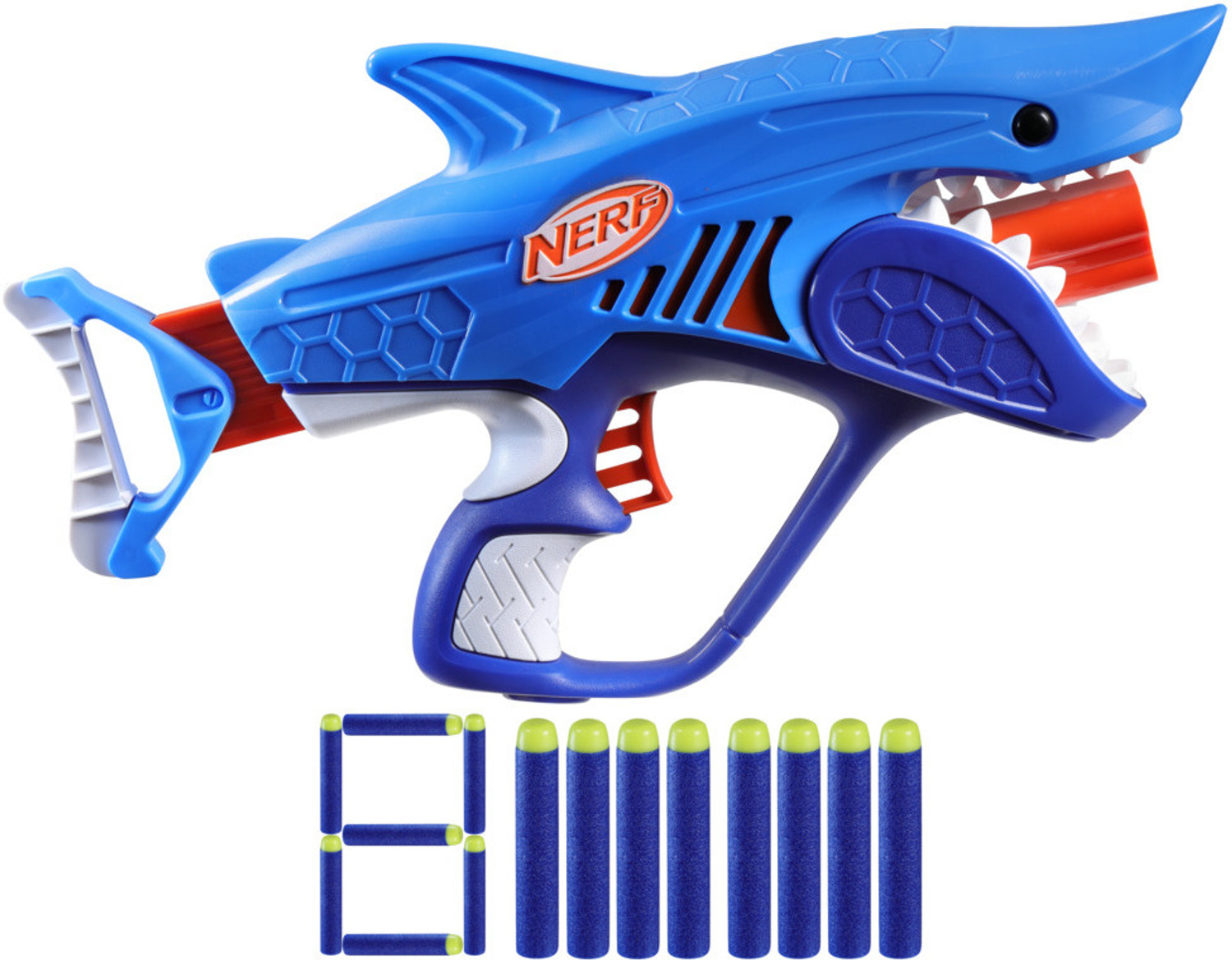 Image of Nerf Junior Wild Sharkfire, Easy Play Dart Blaster, 8 Elite Darts, Age 6+ Guns & Darts