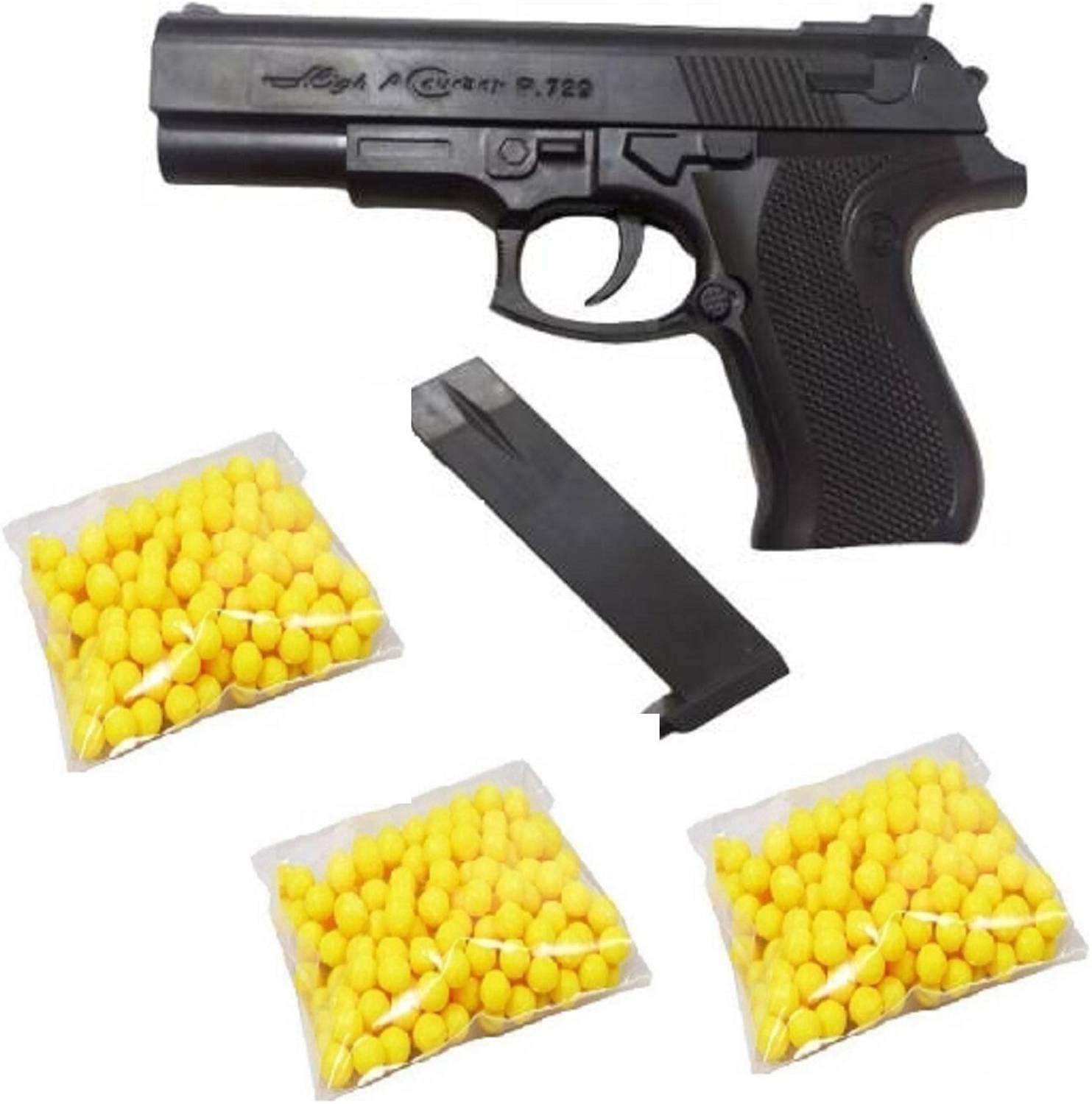 WHEELSQUARE PUBG Pistol Gun Pack of 3, 300 BB Bullets, Black - Image 1