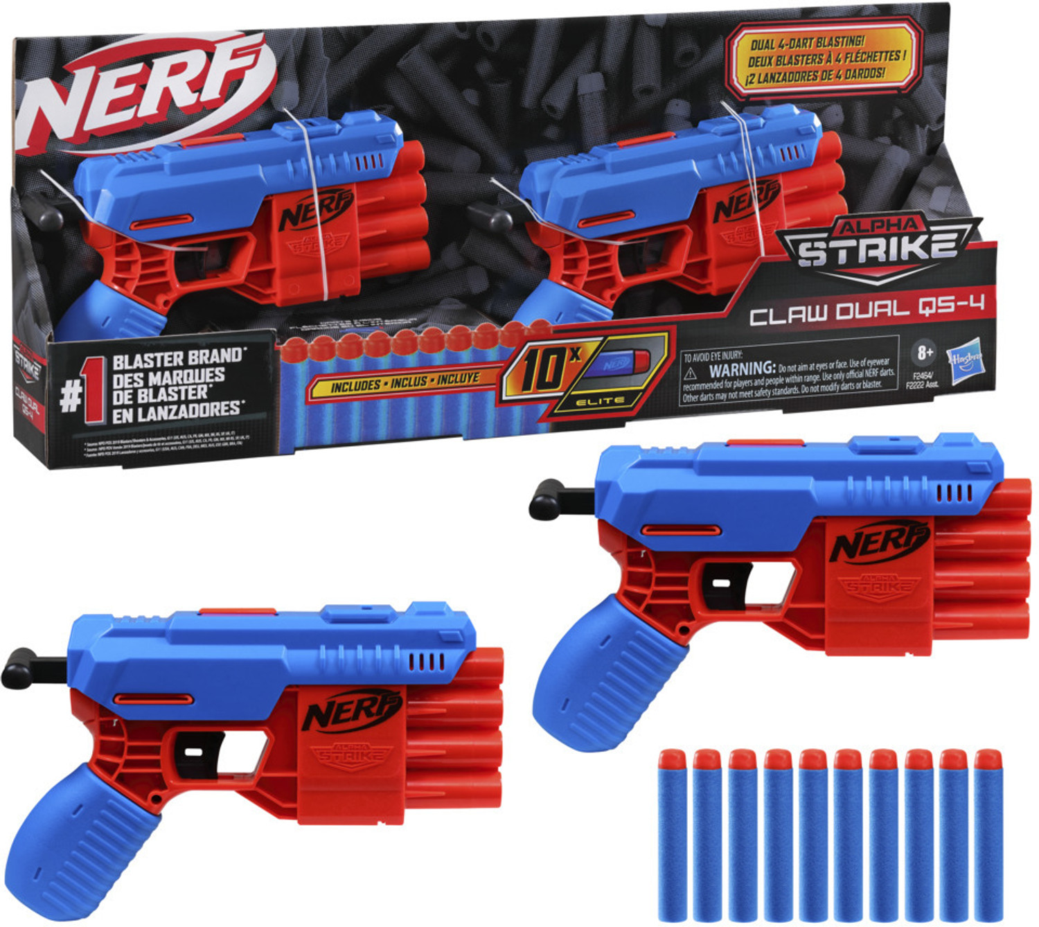 Image of Nerf Alpha Strike Claw Dual QS-4 Blaster Set-Includes 2 Blasters and 10 Elite Darts Guns & Darts