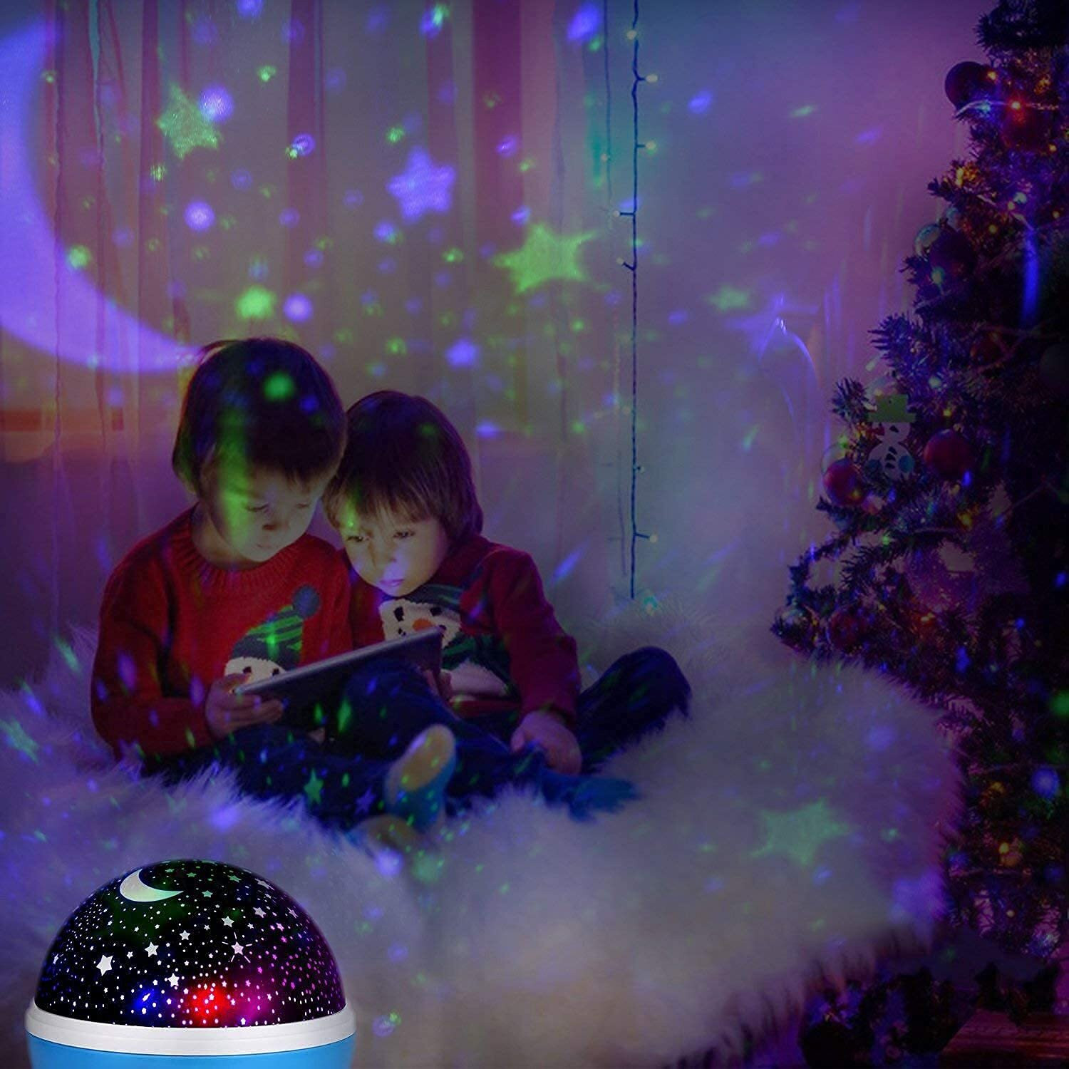 Image of TOYTONIC Star Projector Night Light | Rotating Galaxy Lamp for Kids | LED Room Decor Slingshots