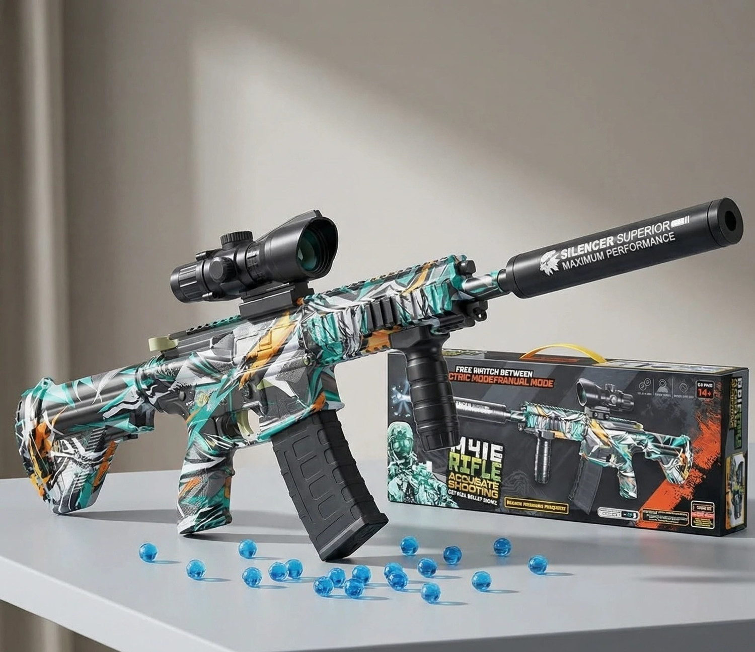 Image of MY BABY LOVE A PERFECT CARE M416 Blaster Gun with 2500-Gel Balls Dual Mode Battery Gun for Adults Water Gun Guns & Darts