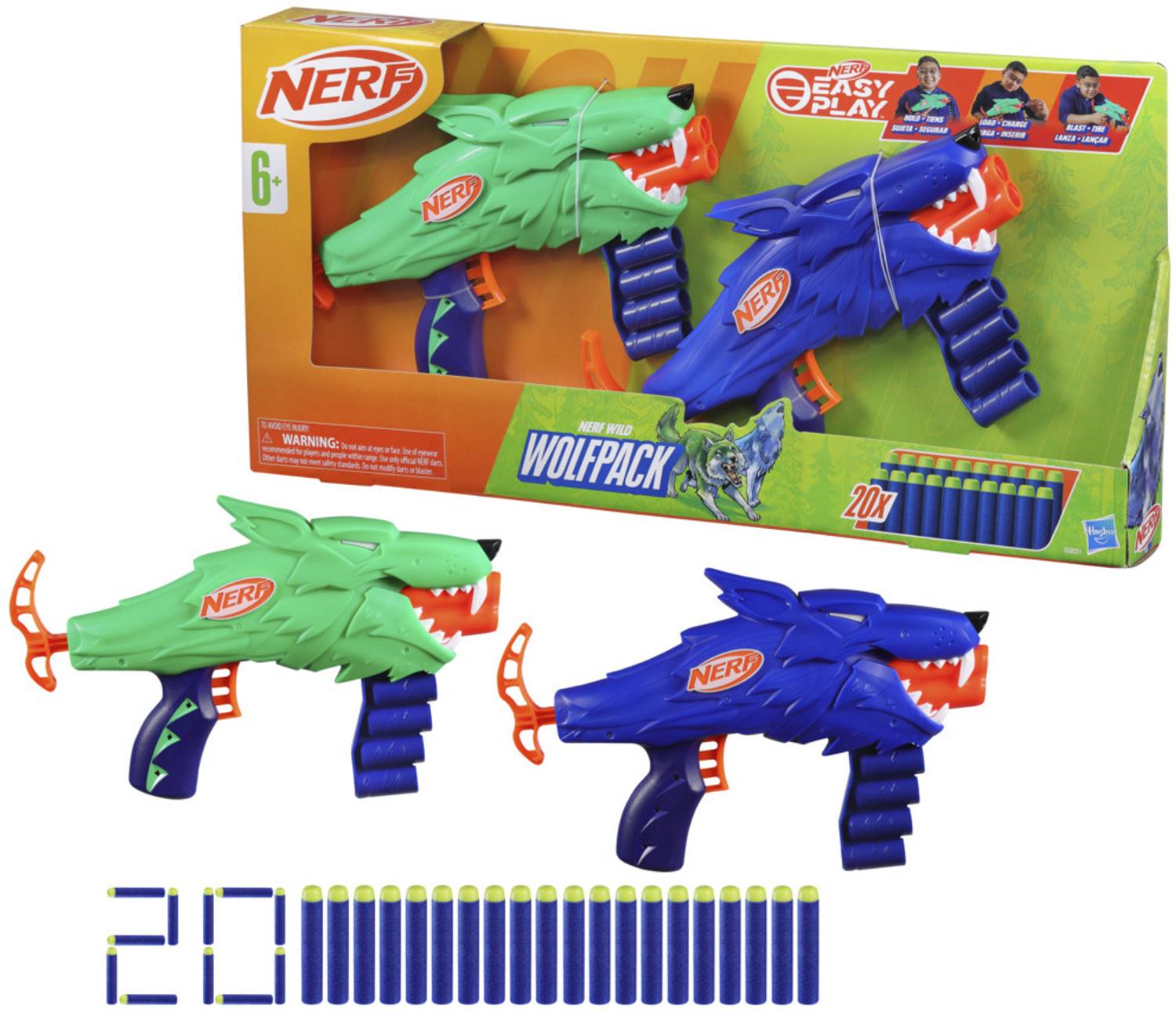 Nerf Wild Wolfpack Dart Blaster 2-Pack Guns & Darts (Multicolor)