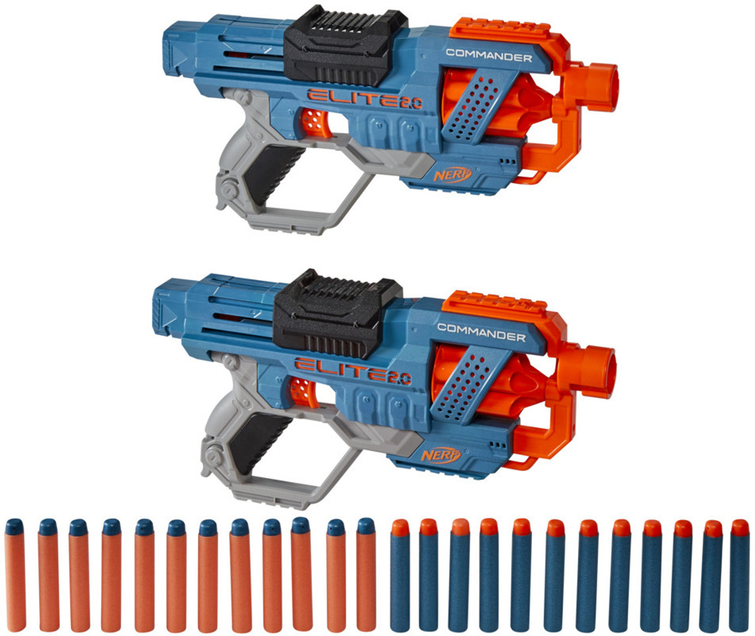 Image of Nerf Elite 2.0 Commander RD-6 Blaster 2-Pack, 2 Blasters, 24 Darts, 6-Dart Drum Guns & Darts