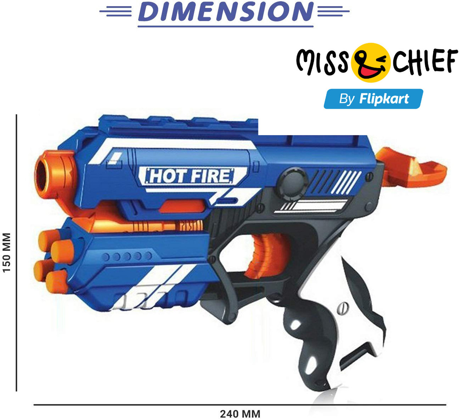 Image of Miss & Chief Sharp Soft Blaster Manual Soft Bullet Shooting Gun Toy with 10 Soft Foam Bullets Guns & Darts