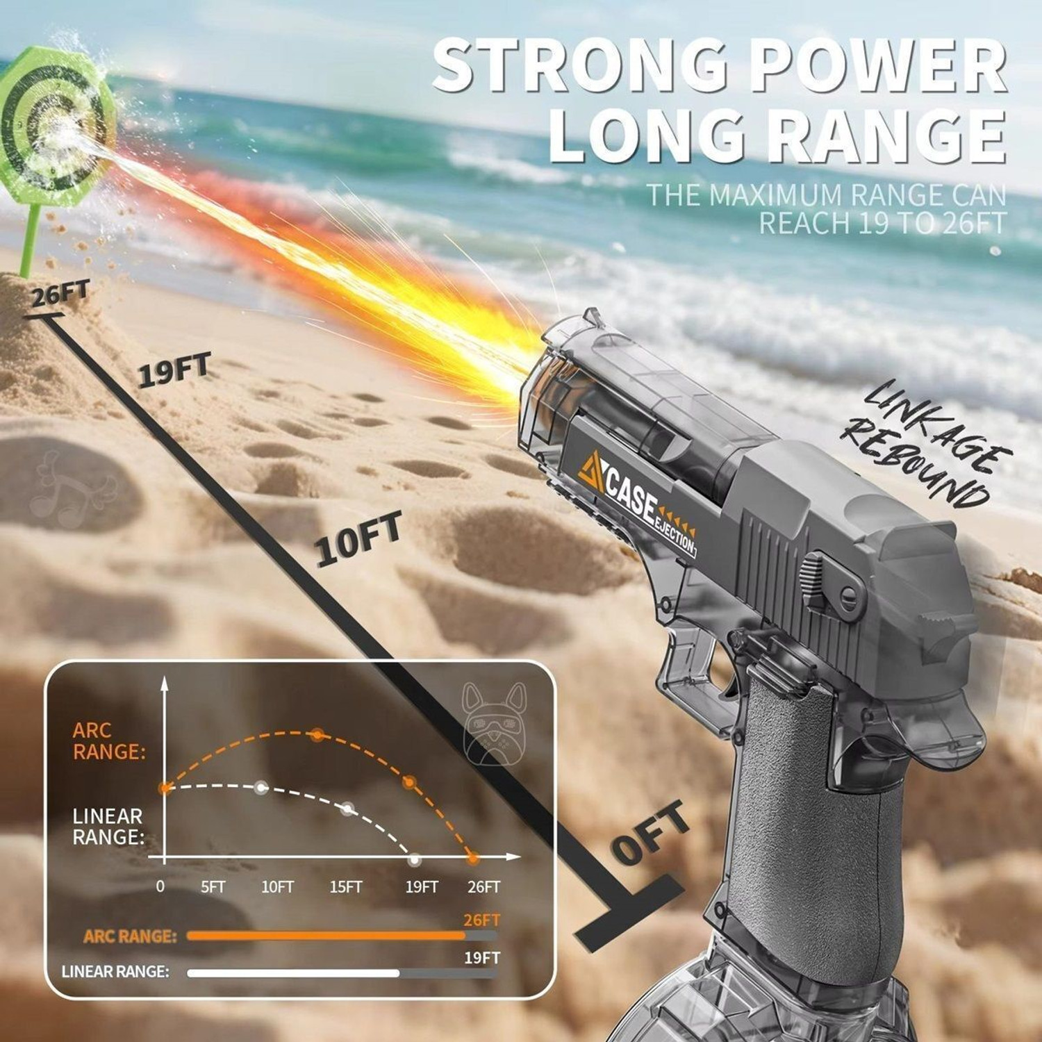 Image of PAPASpace Electric Water Gun Automatic LED Rechargeable High Pressure Water Blaster Water Gun