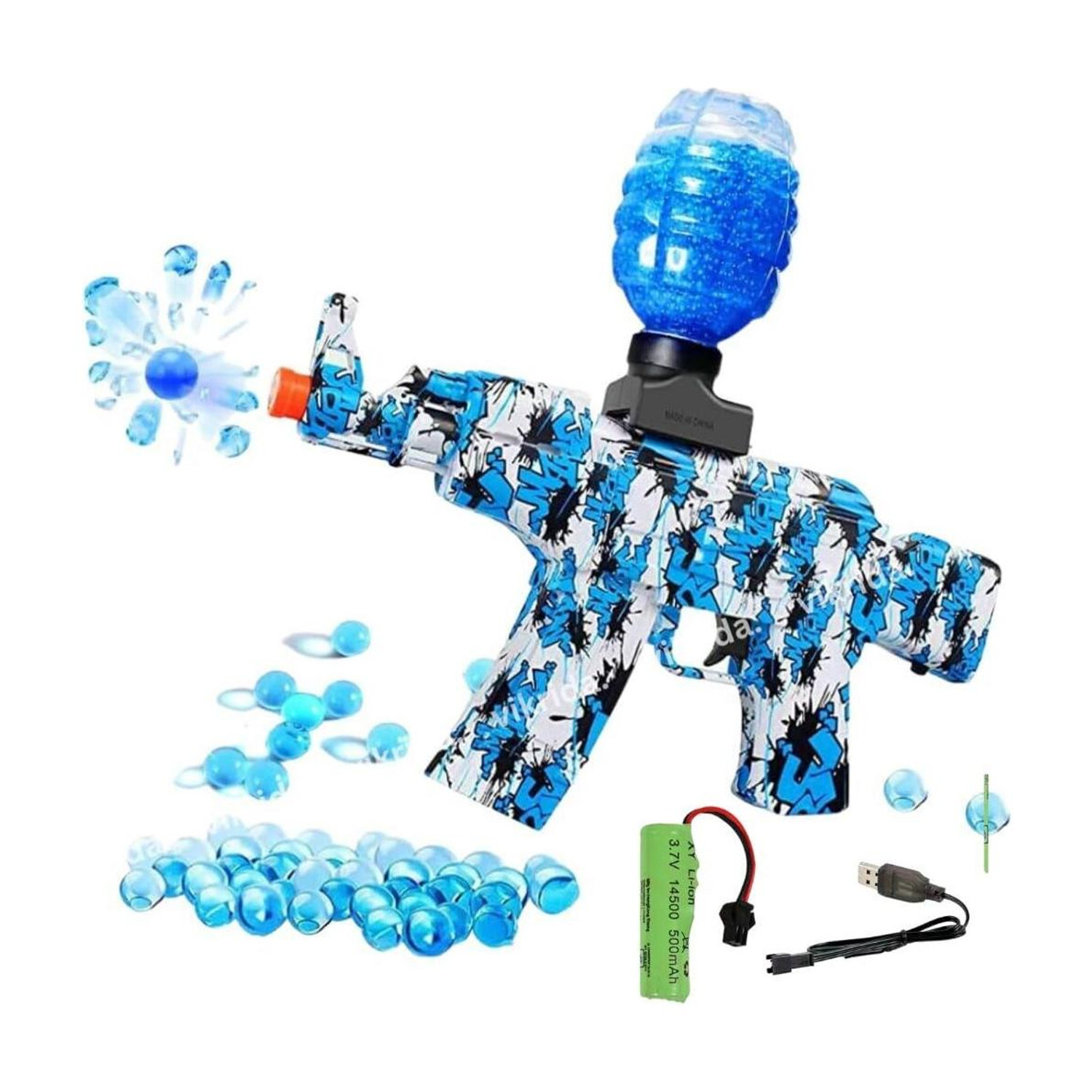 Image of VikriDa Electric Water Ball Blaster Toy Eco-Friendly Bullets Outdoor Shooting Fun Water Gun (Blue)