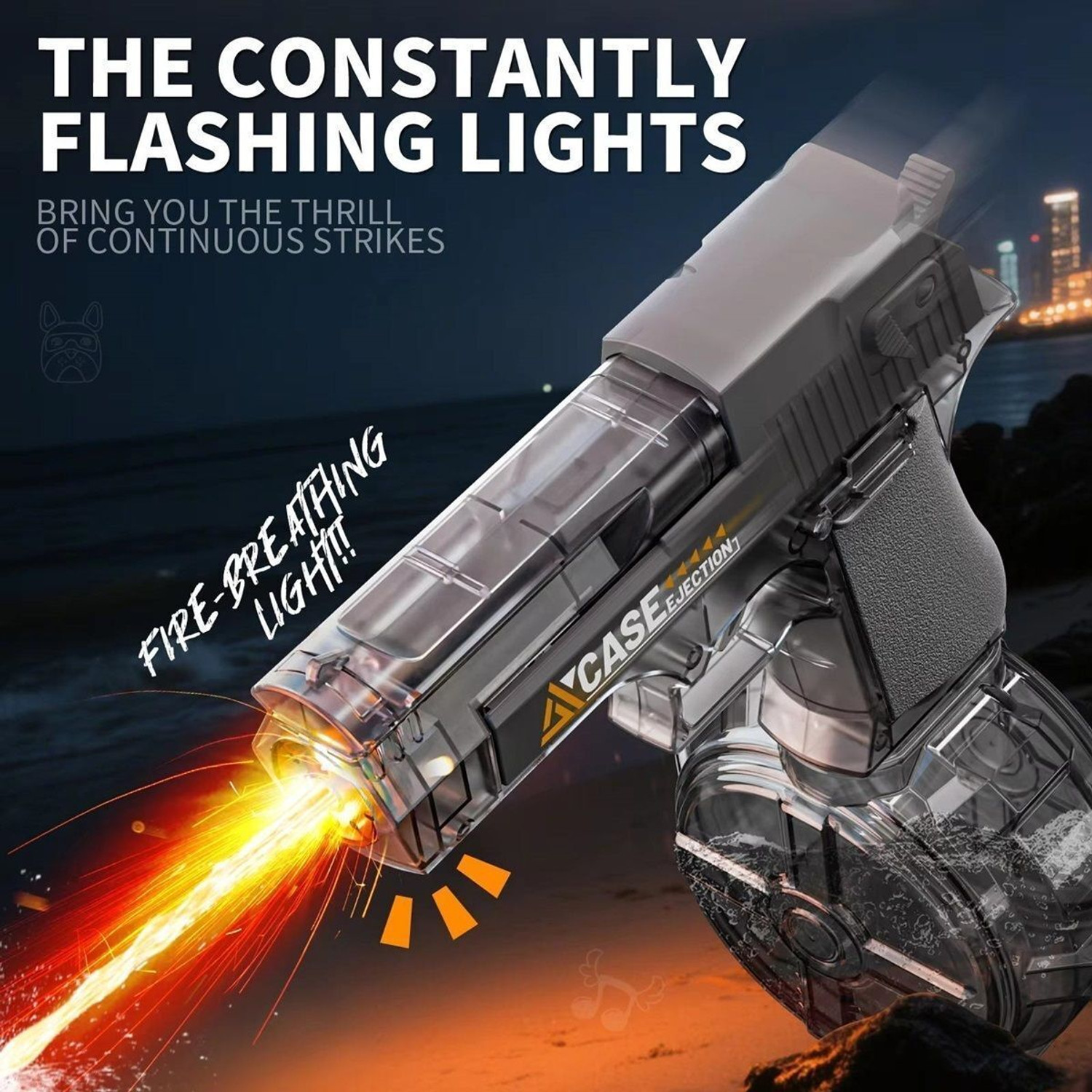 Image of PAPASpace Electric Water Gun Automatic LED Rechargeable High Pressure Water Blaster Water Gun